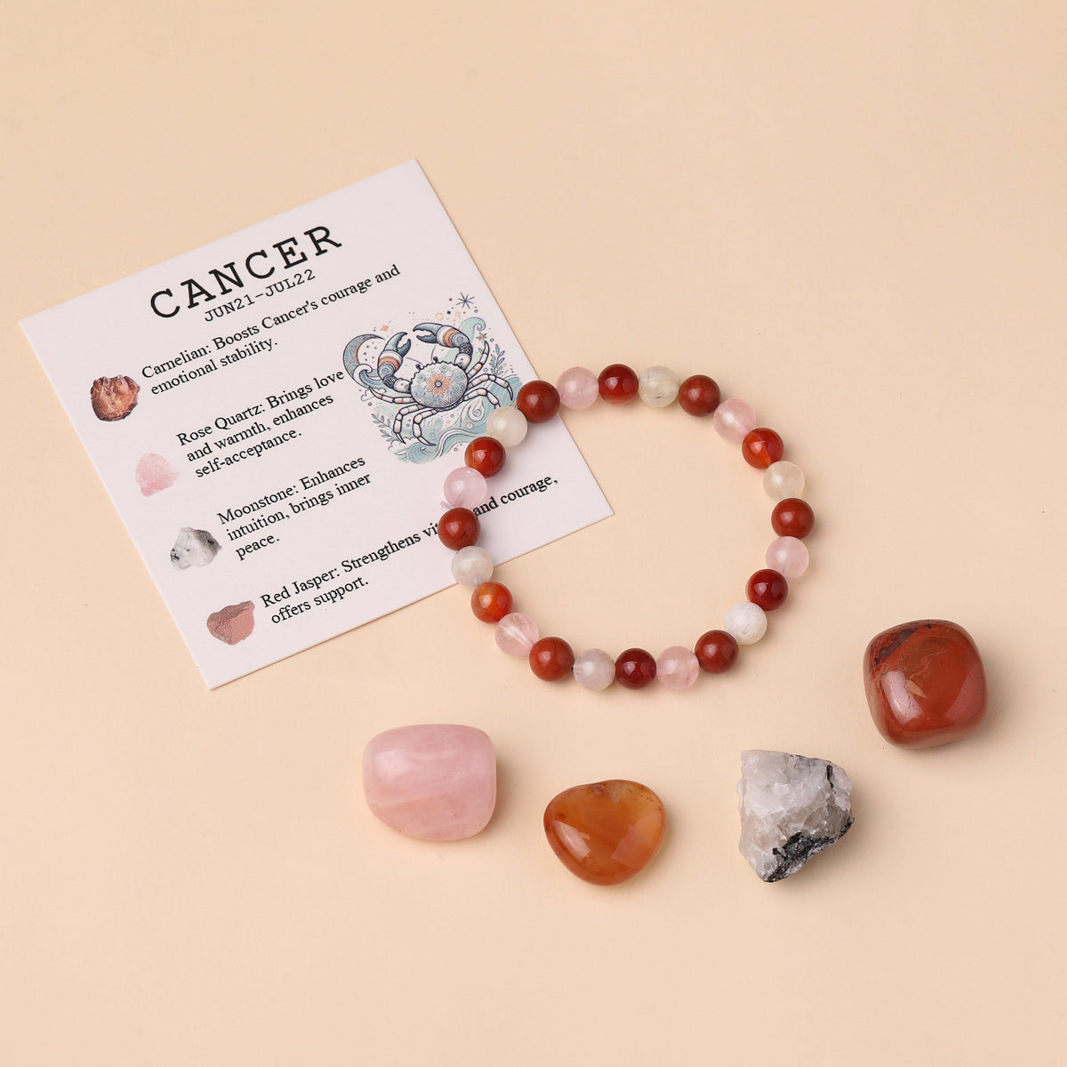 Aries Zodiac Crystal Bracelet & Stone Set | Crystal Stone | Wiccan Center