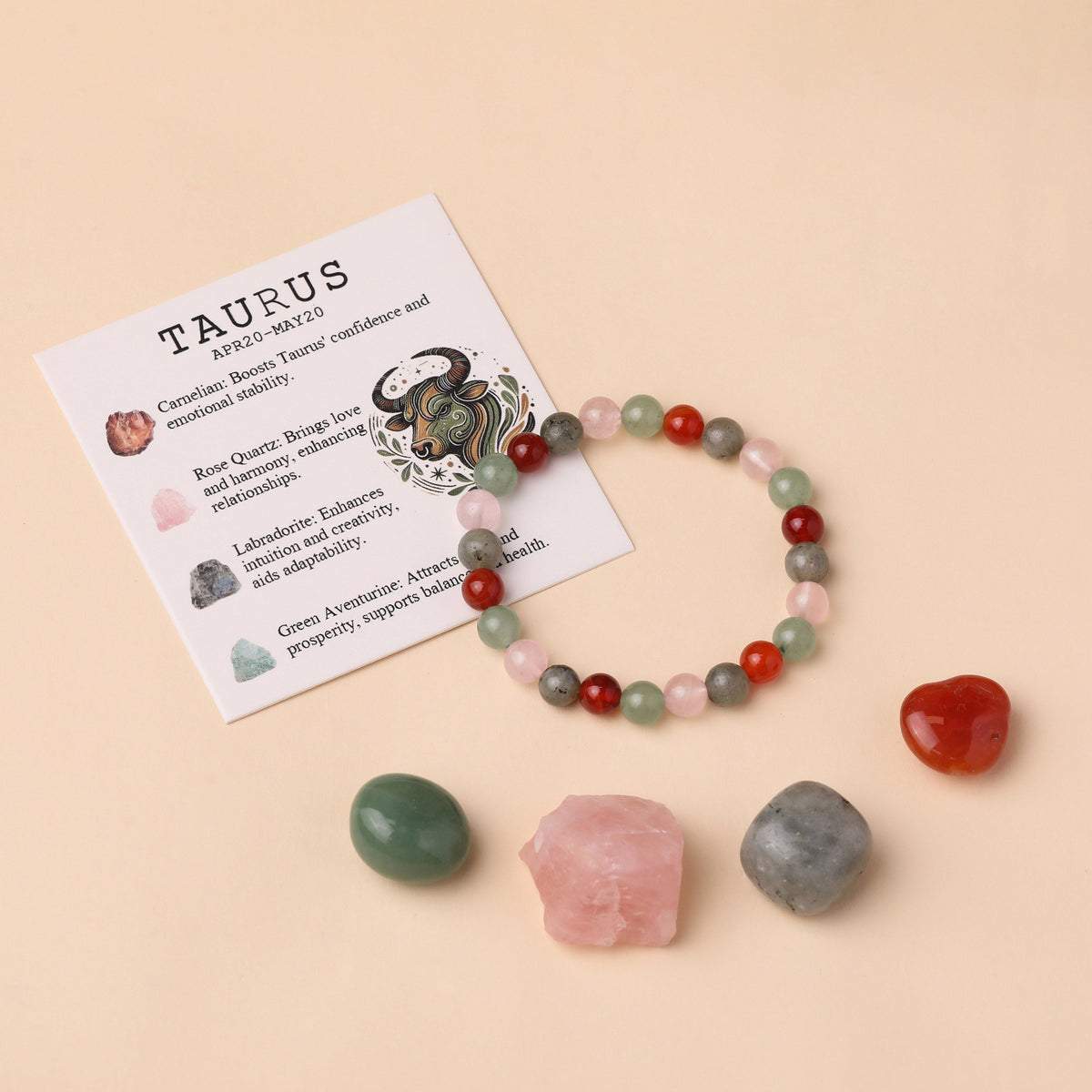 Leo Zodiac Crystal Bracelet & Stone Set | Crystal Stone | Wiccan Center