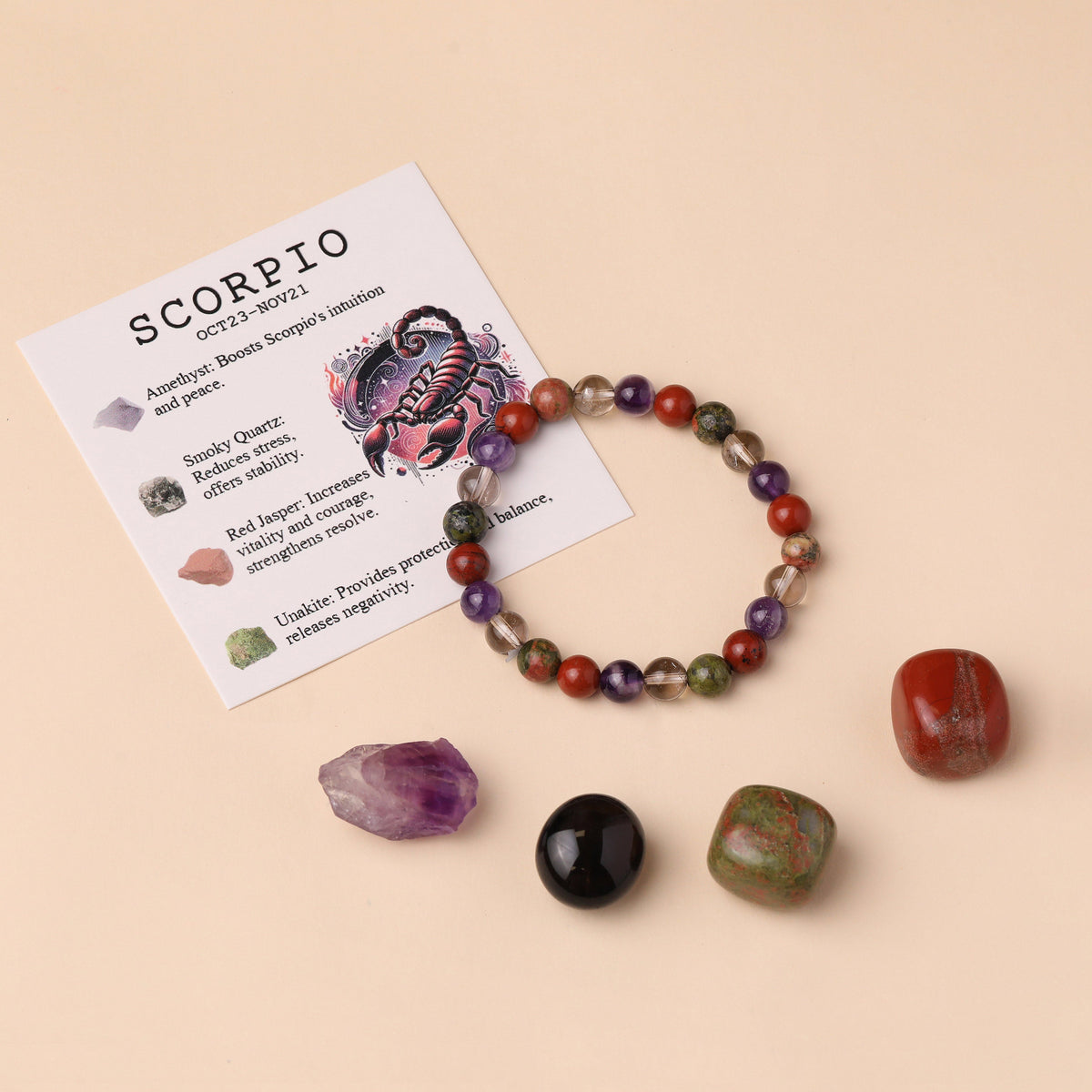 Pisces Zodiac Crystal Bracelet & Stone Set | Crystal Stone | Wiccan Center