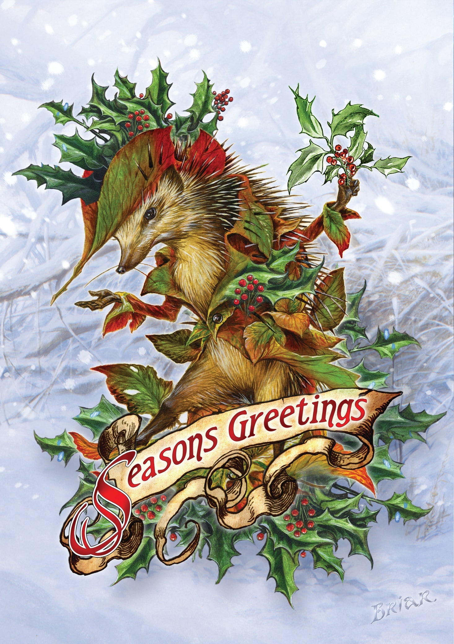 Mr. Hedgely's Yuletide Coat Card | Briar Yule Cards | Wiccan Center