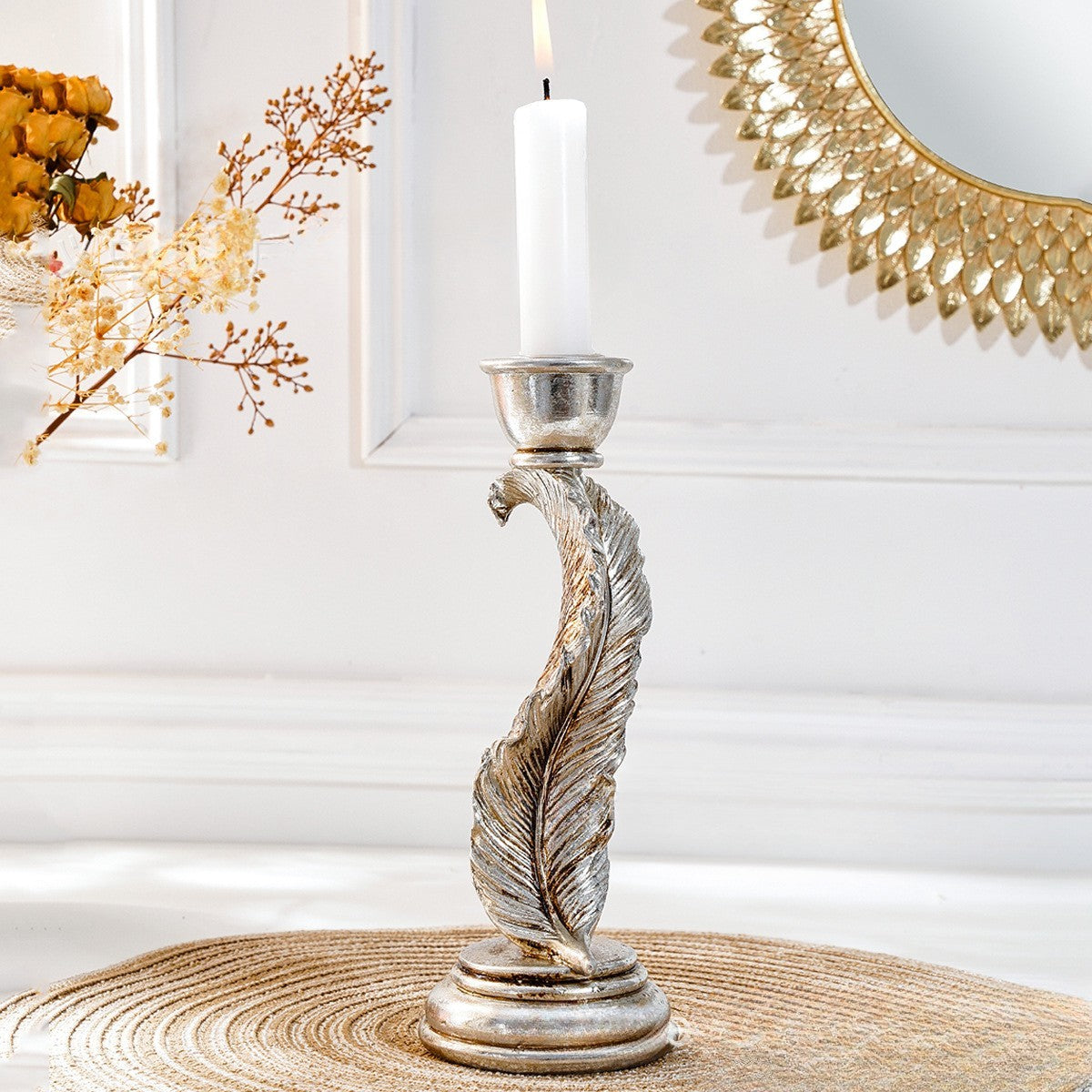 Decorative Feather Candle Holder | | Wiccan Center