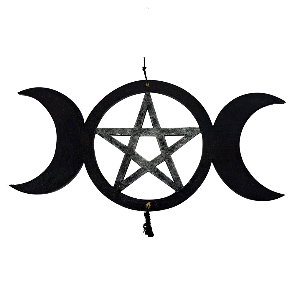 Bamboo Wind Chime - Triple Moon w/Pentacle | Wind Chime | Wiccan Center