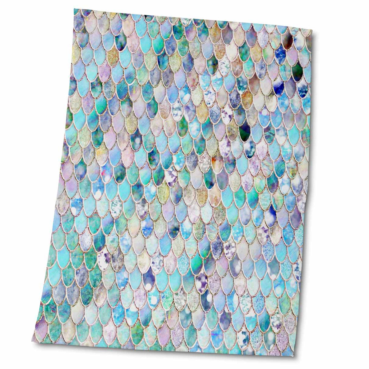 3dRose Image of Small Blue Teal Luxury Elegant Mermaid Scales Glitter - Towels (twl-275455)