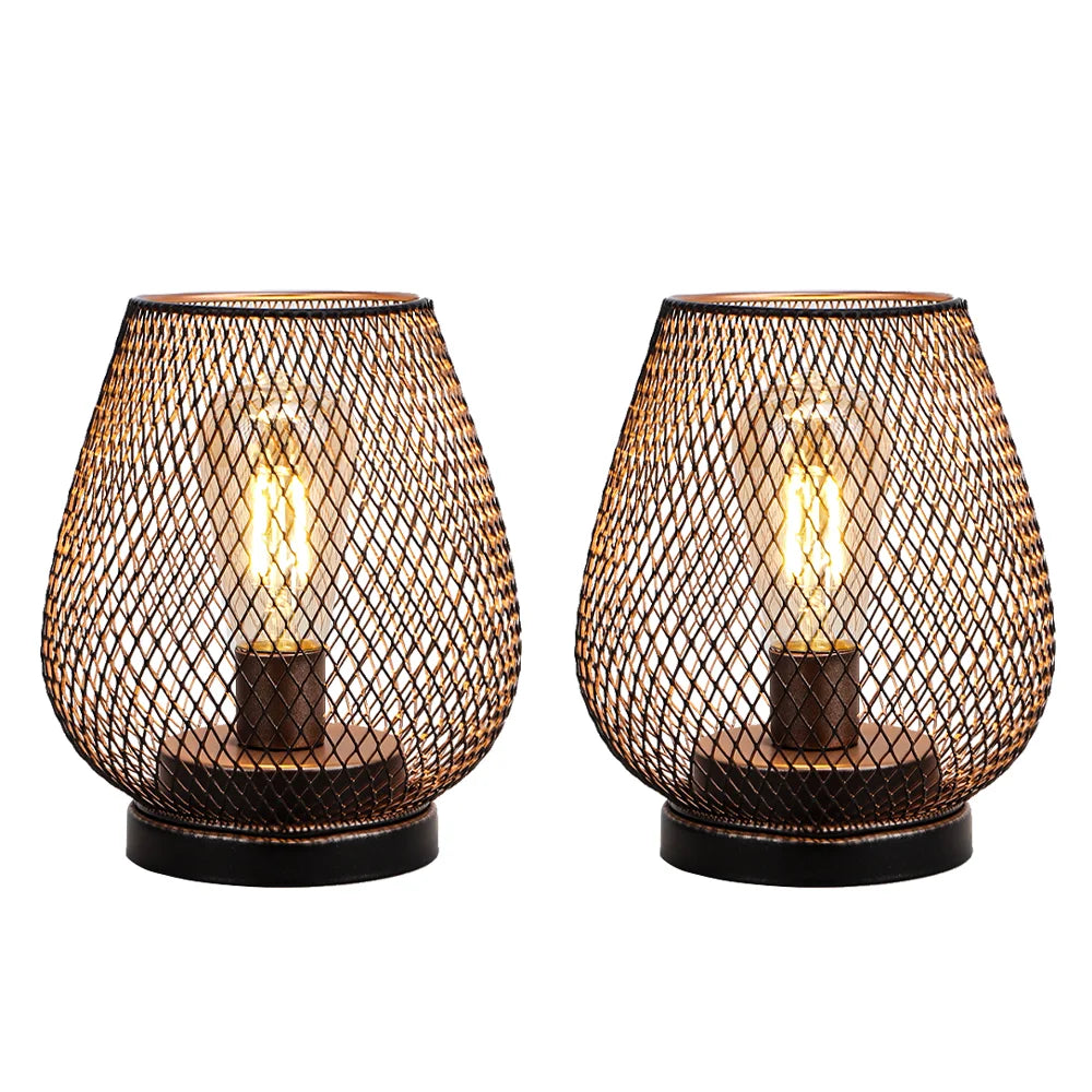 Set of 2 Metal Cage LED Battery Powered Lamp | | Wiccan Center