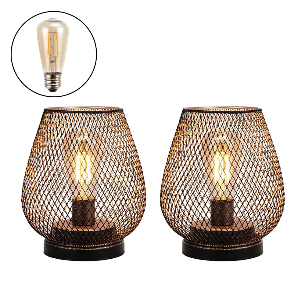 Set of 2 Metal Cage LED Battery Powered Lamp | | Wiccan Center