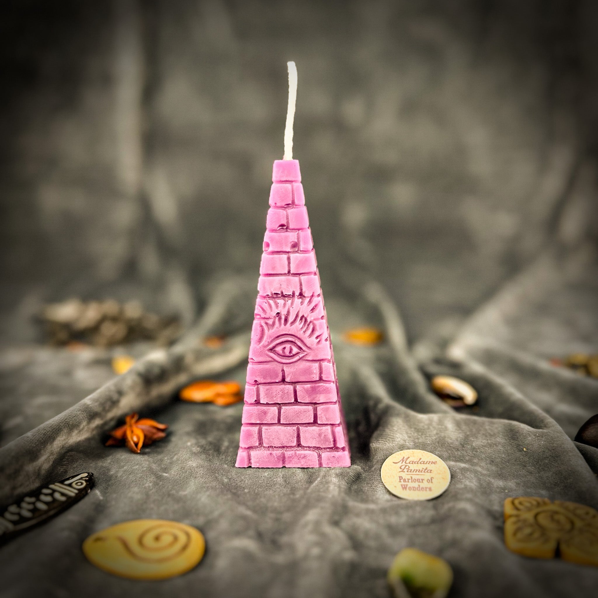 Beeswax All-Seeing Eye Pyramid Spell Candle - Abundance, Prosperity & Intuition | Beeswax Candle | Wiccan Center