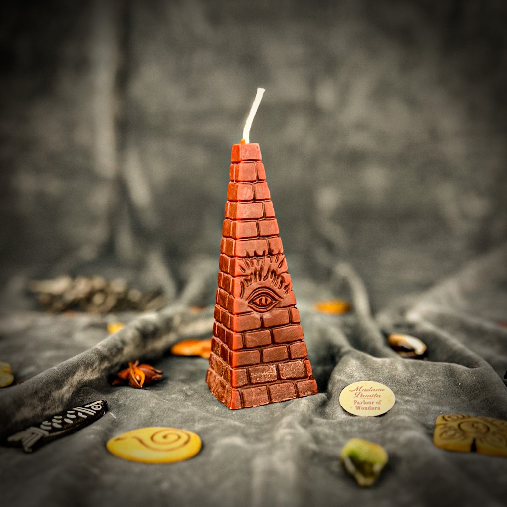 Beeswax All-Seeing Eye Pyramid Spell Candle - Abundance, Prosperity & Intuition | Beeswax Candle | Wiccan Center