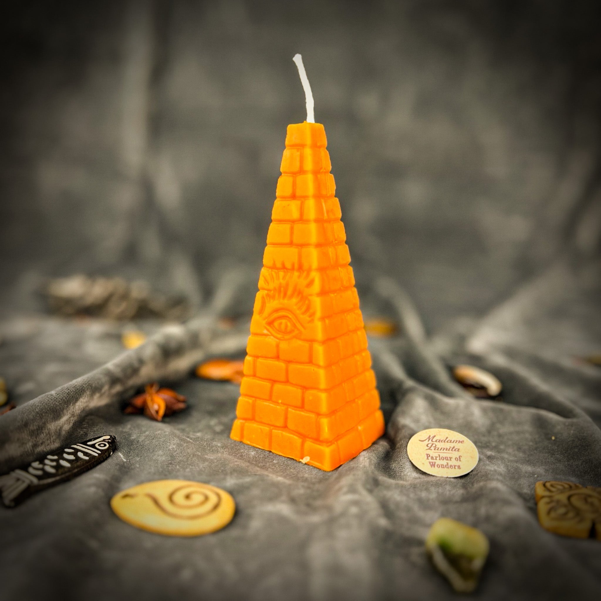 Beeswax All-Seeing Eye Pyramid Spell Candle - Abundance, Prosperity & Intuition | Beeswax Candle | Wiccan Center