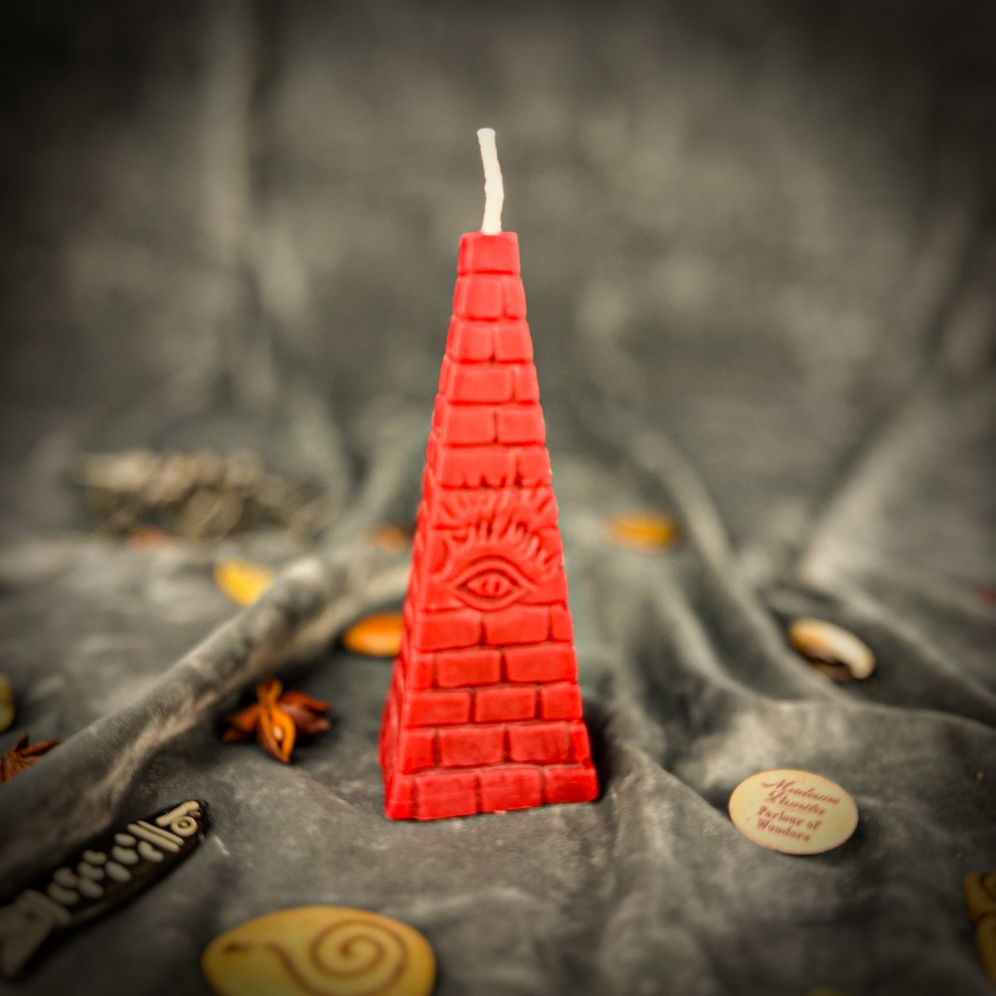 Beeswax All-Seeing Eye Pyramid Spell Candle - Abundance, Prosperity & Intuition | Beeswax Candle | Wiccan Center