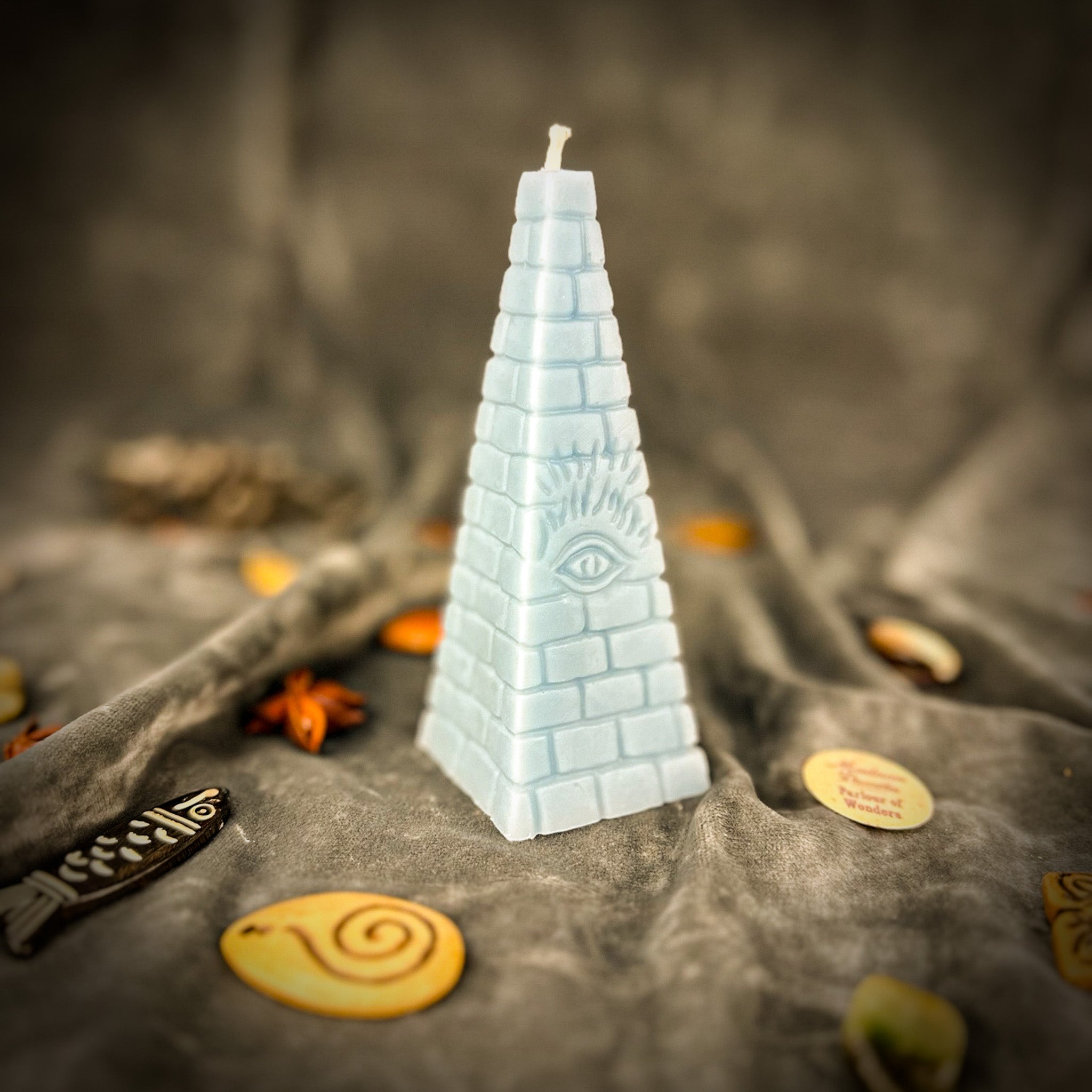 Beeswax All-Seeing Eye Pyramid Spell Candle - Abundance, Prosperity & Intuition | Beeswax Candle | Wiccan Center