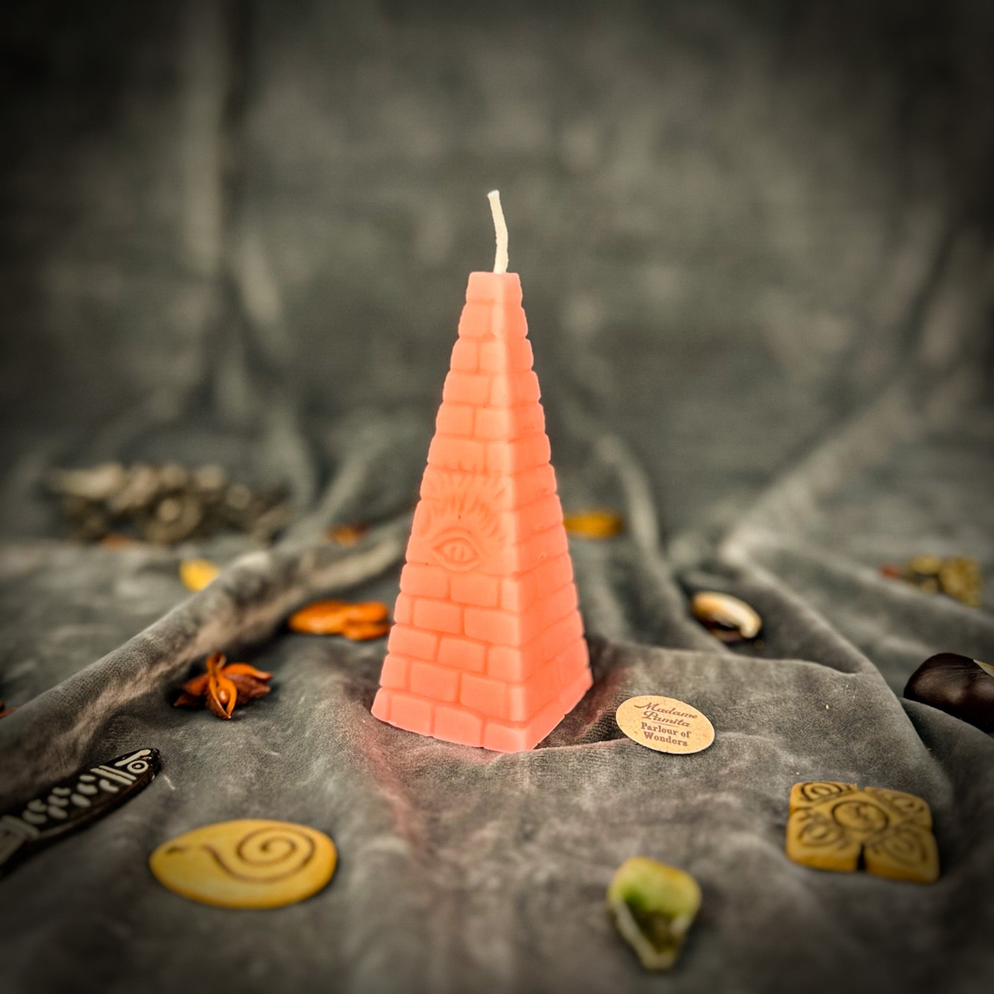 Beeswax All-Seeing Eye Pyramid Spell Candle - Abundance, Prosperity & Intuition | Beeswax Candle | Wiccan Center