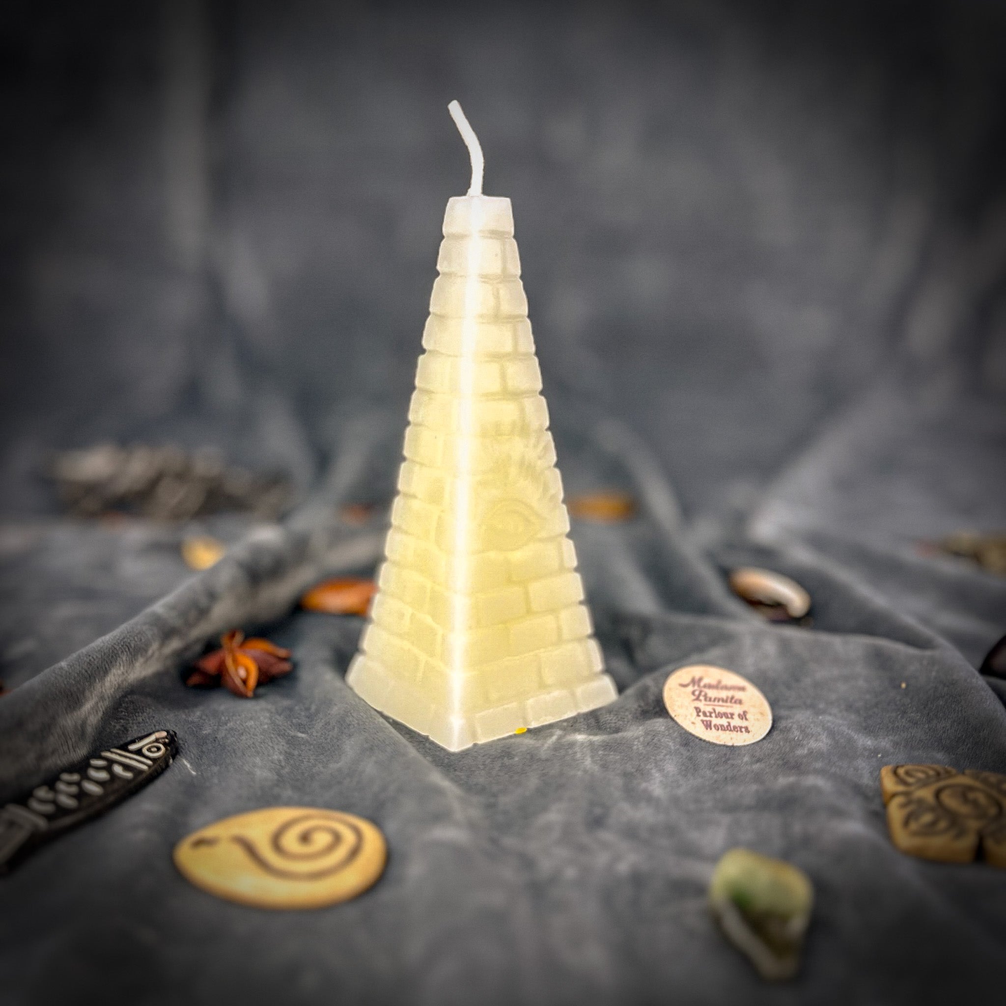 Beeswax All-Seeing Eye Pyramid Spell Candle - Abundance, Prosperity & Intuition | Beeswax Candle | Wiccan Center