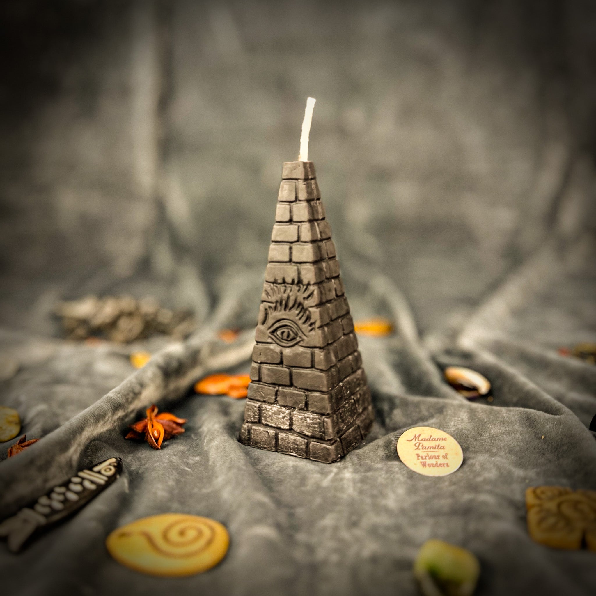 Beeswax All-Seeing Eye Pyramid Spell Candle - Abundance, Prosperity & Intuition | Beeswax Candle | Wiccan Center