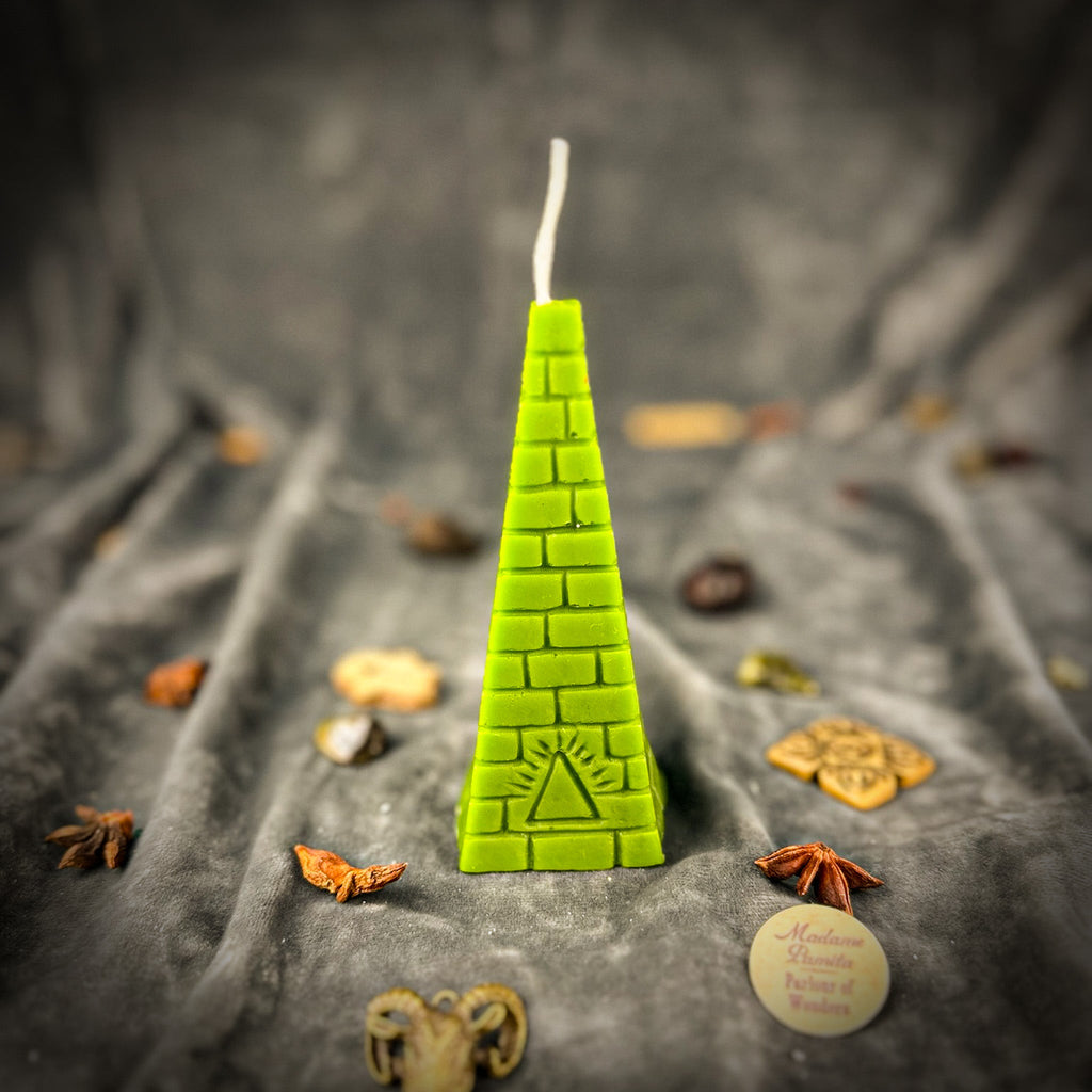 Beeswax All-Seeing Eye Pyramid Spell Candle - Abundance, Prosperity & Intuition | Beeswax Candle | Wiccan Center