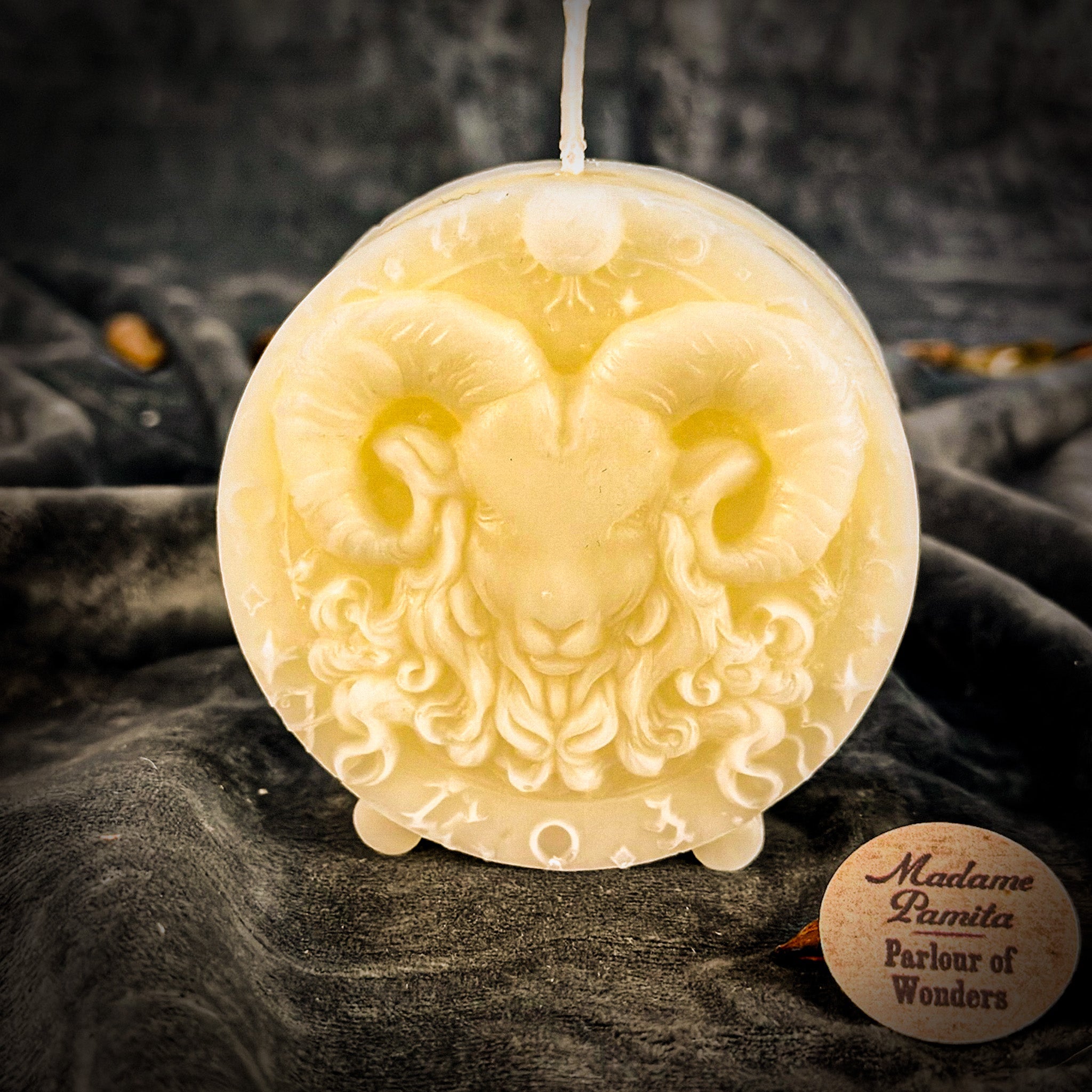 Beeswax Aries Ram Zodiac Spell Candle - Courage, Passion & Victory | Beeswax Candle | Wiccan Center