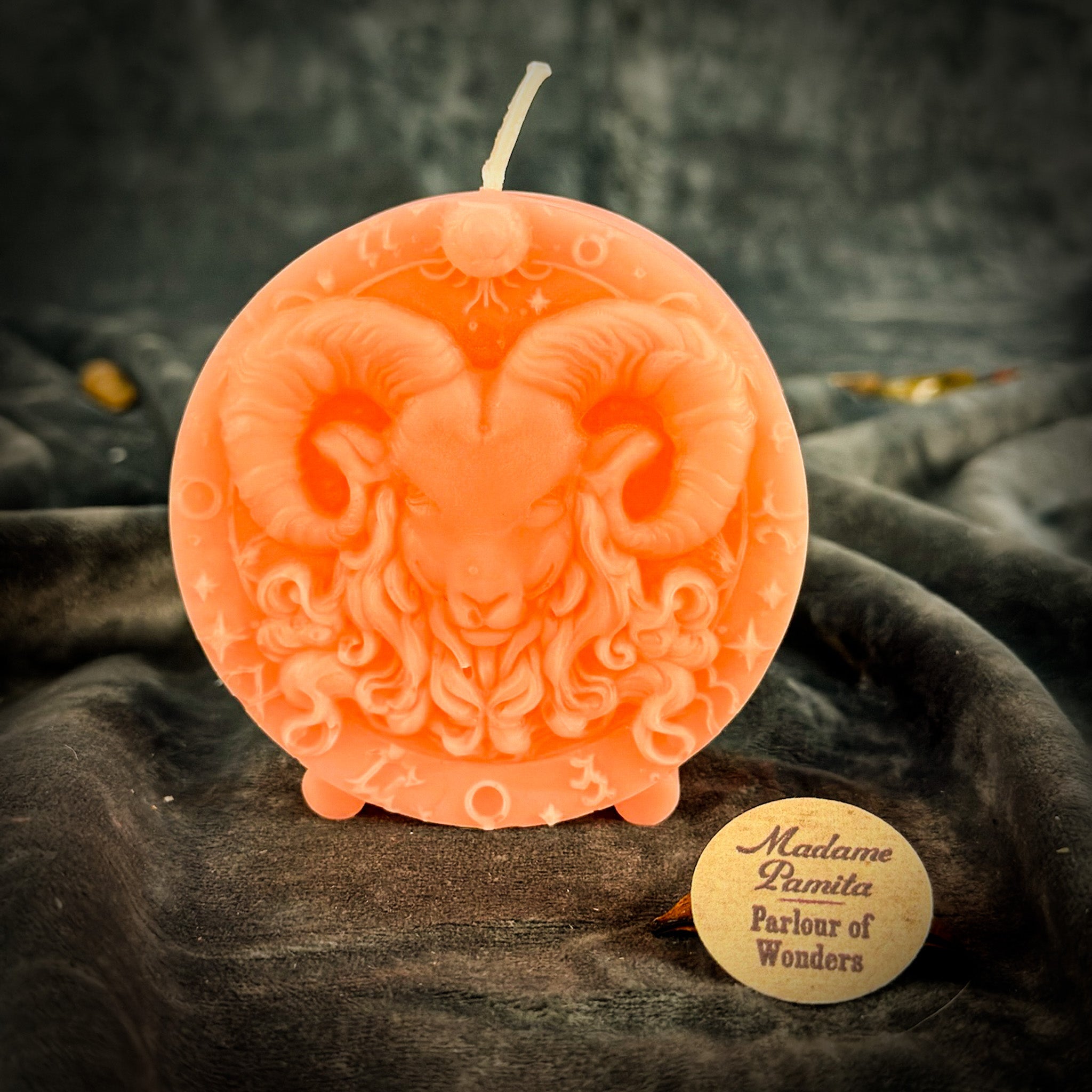 Beeswax Aries Ram Zodiac Spell Candle - Courage, Passion & Victory | Beeswax Candle | Wiccan Center