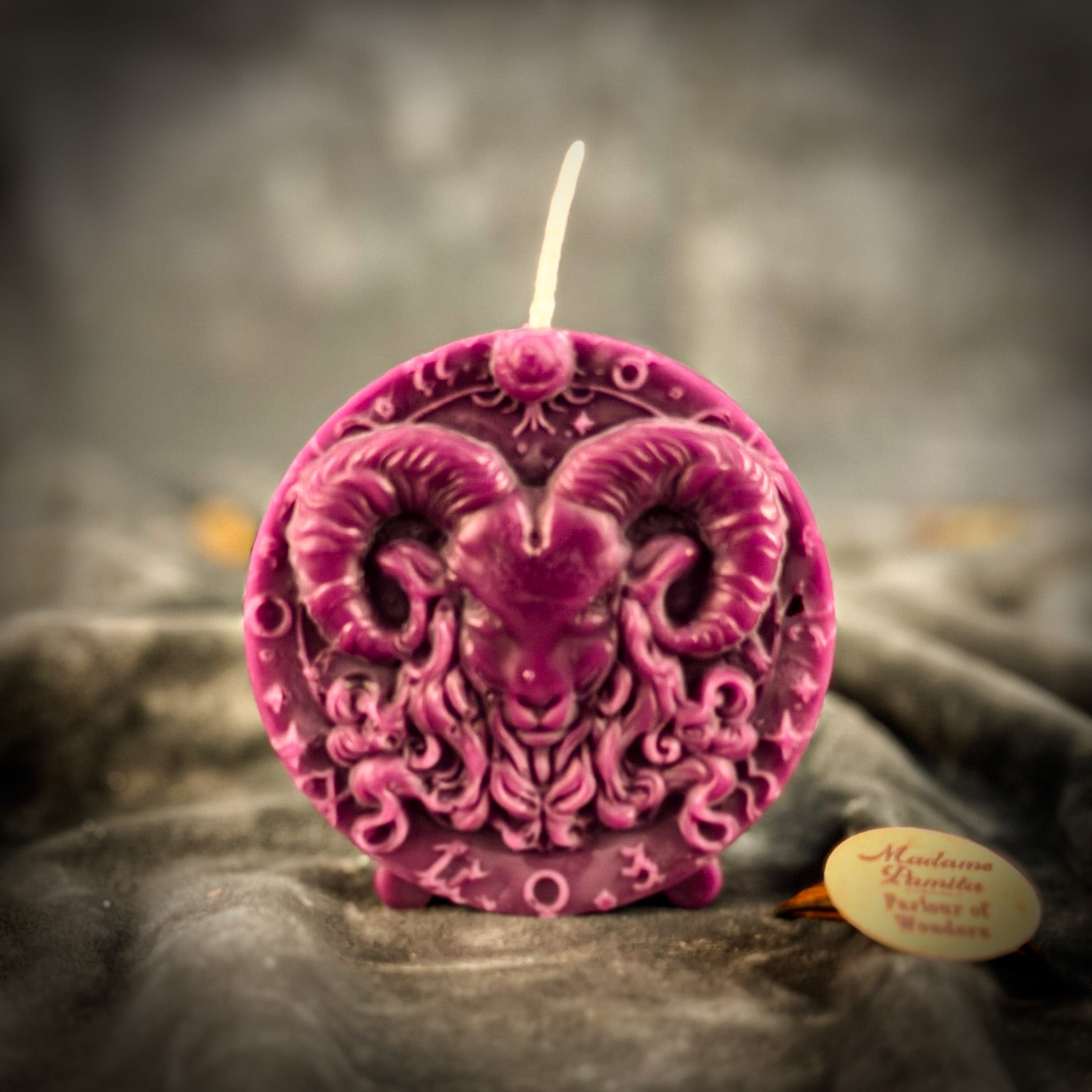 Beeswax Aries Ram Zodiac Spell Candle - Courage, Passion & Victory | Beeswax Candle | Wiccan Center