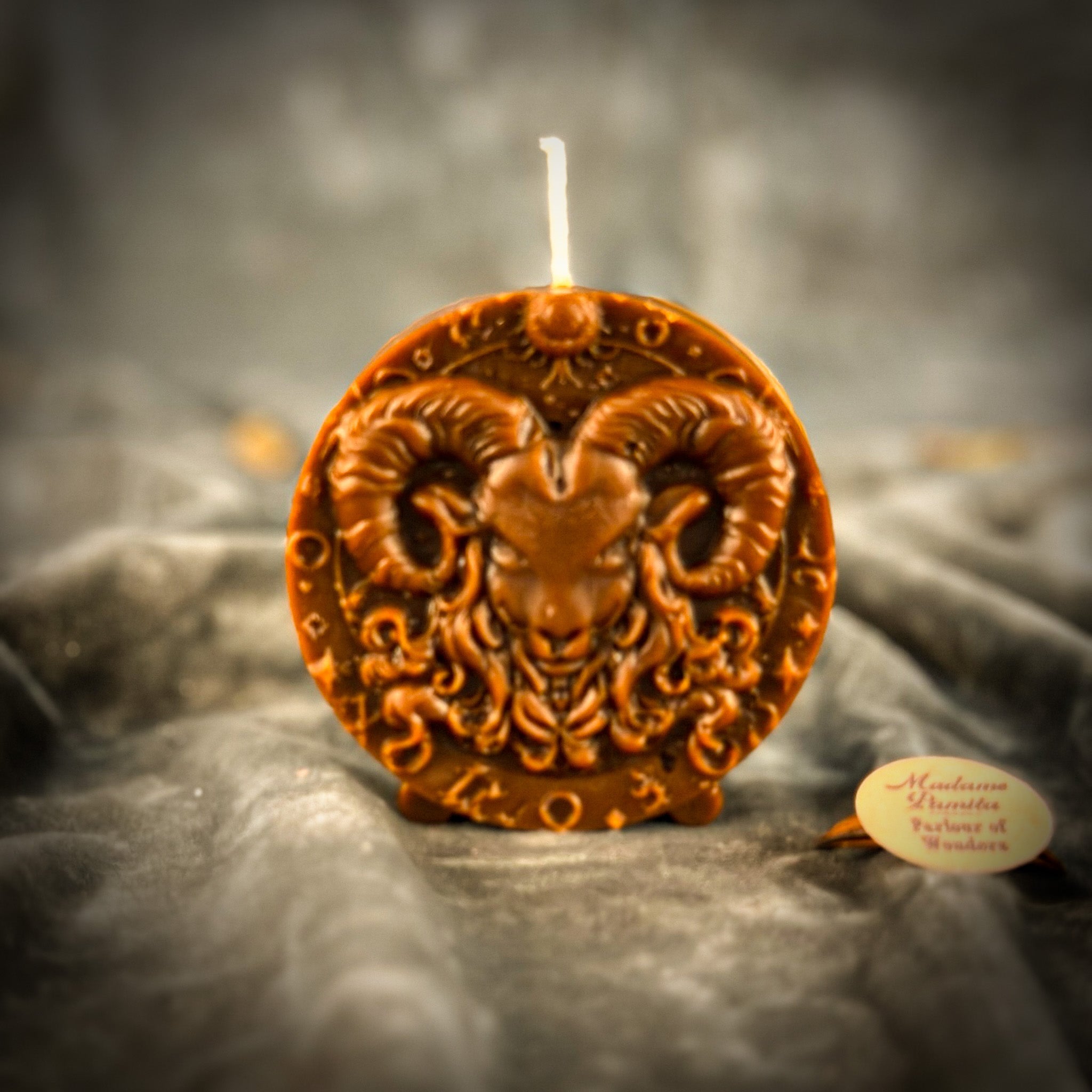 Beeswax Aries Ram Zodiac Spell Candle - Courage, Passion & Victory | Beeswax Candle | Wiccan Center