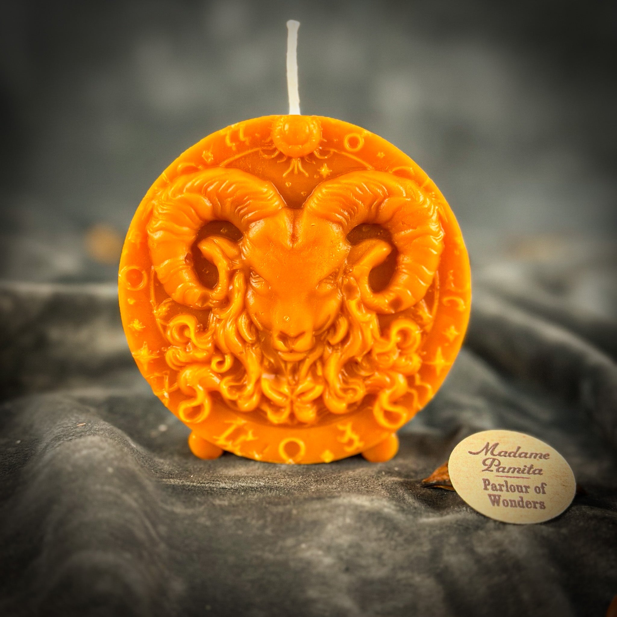 Beeswax Aries Ram Zodiac Spell Candle - Courage, Passion & Victory | Beeswax Candle | Wiccan Center