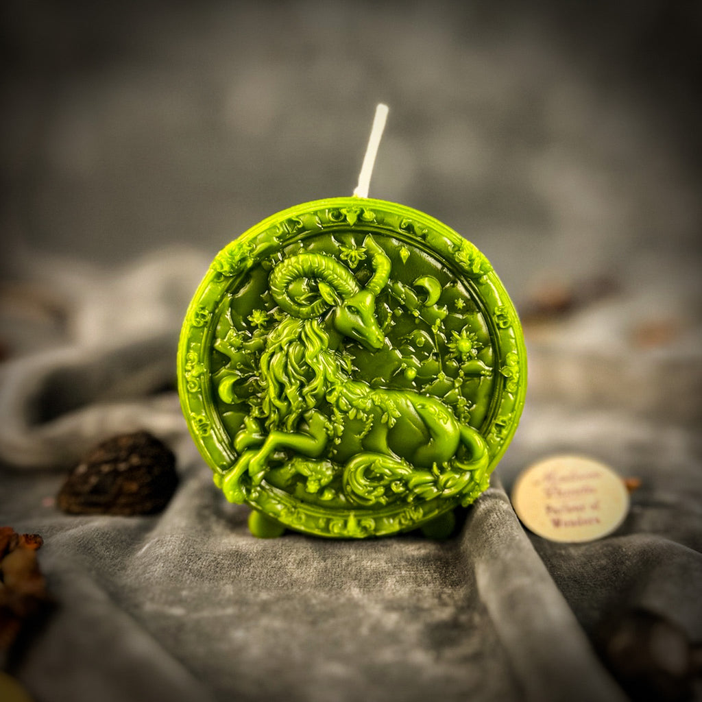 Beeswax Capricorn Goat Zodiac Spell Candle - Ambition, Discipline & Success | Beeswax Candle | Wiccan Center