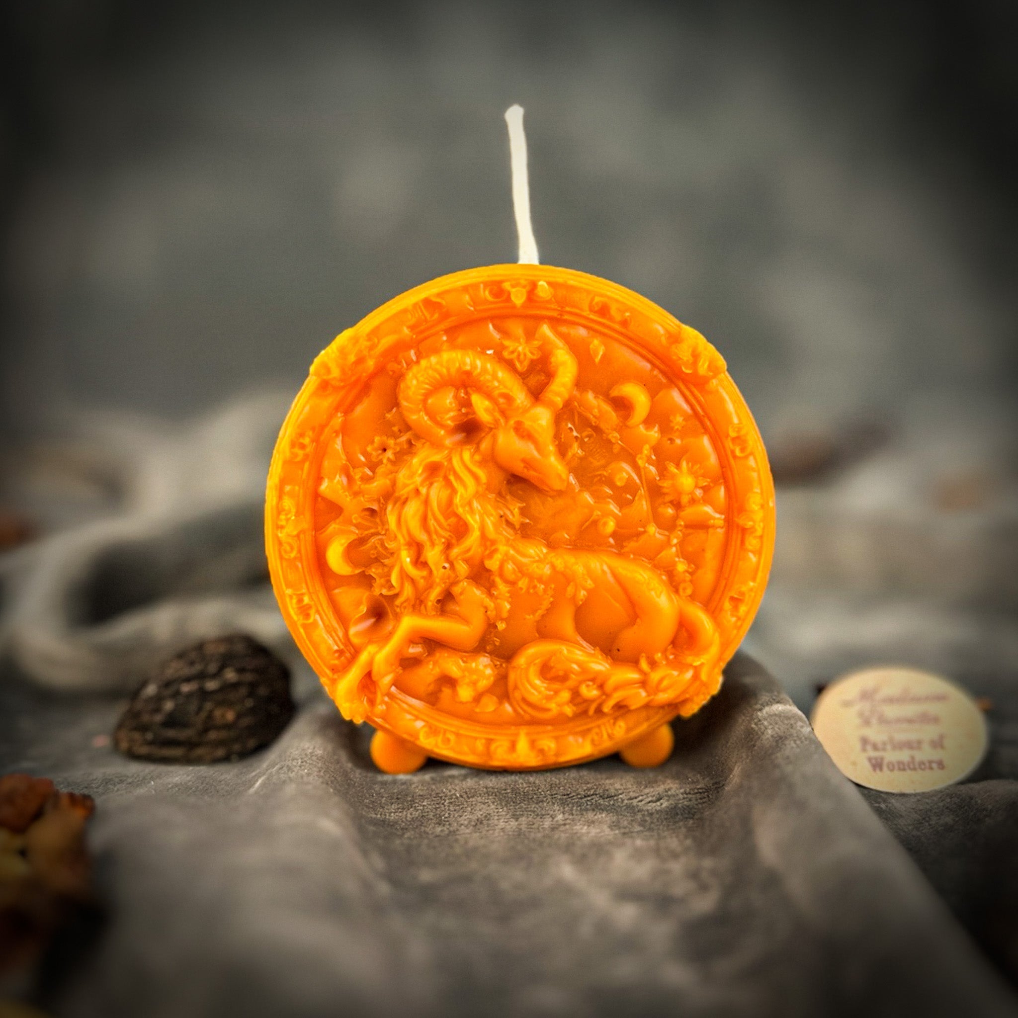 Beeswax Capricorn Goat Zodiac Spell Candle - Ambition, Discipline & Success | Beeswax Candle | Wiccan Center