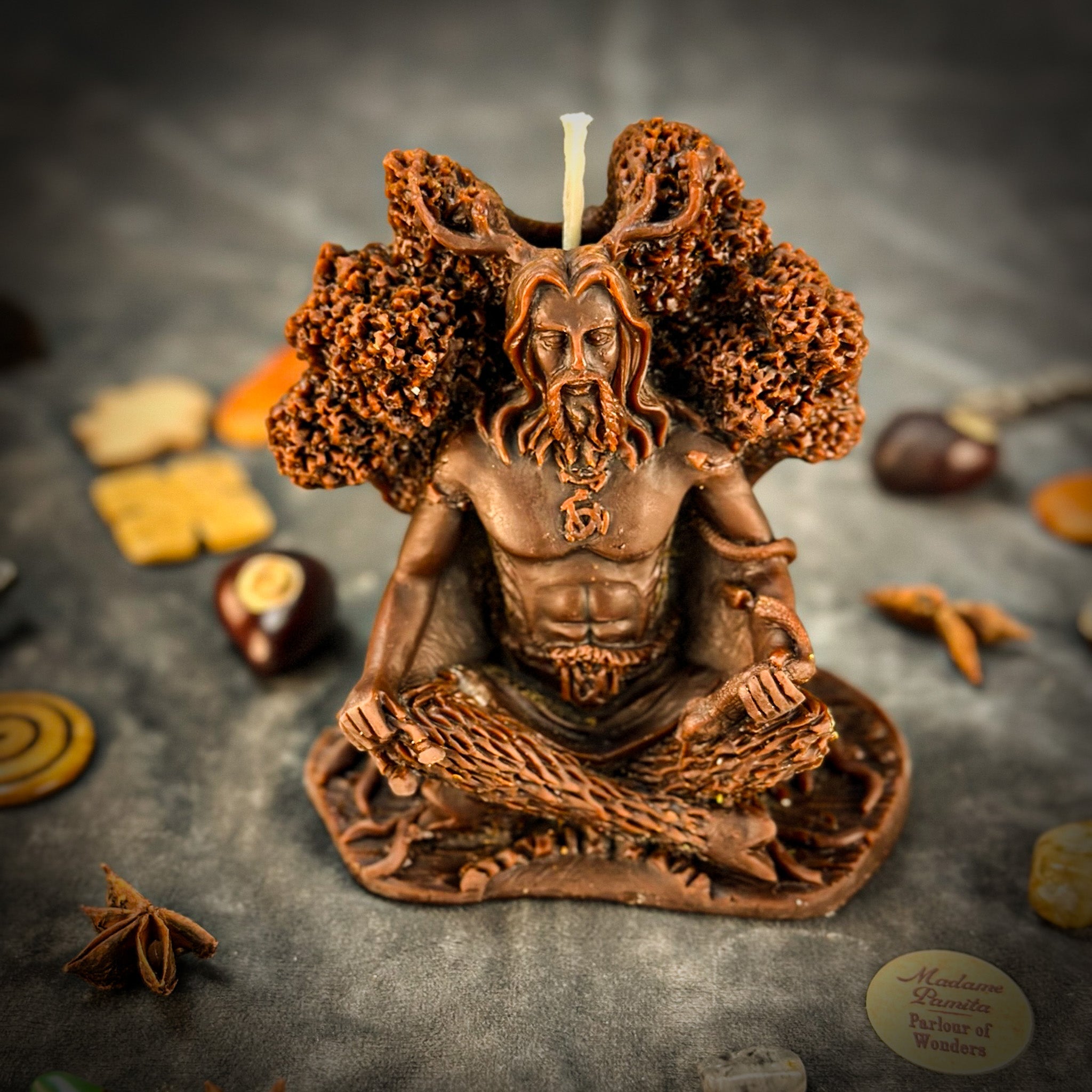 Beeswax Horned God Spell Candle - Cernunnos Nature Magic & Fertility | Beeswax Candle | Wiccan Center