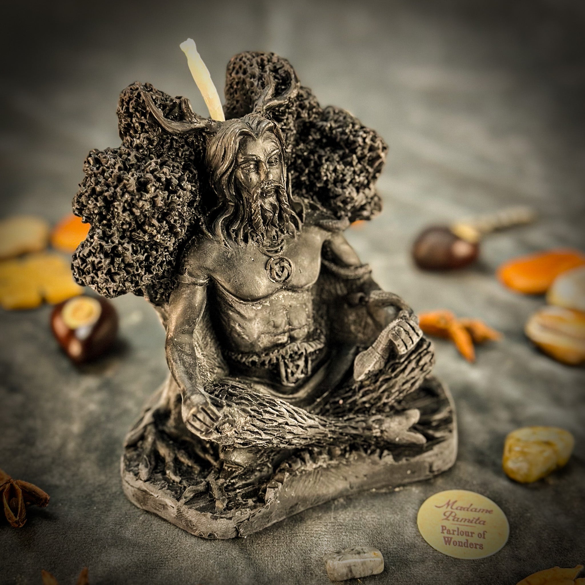 Beeswax Horned God Spell Candle - Cernunnos Nature Magic & Fertility | Beeswax Candle | Wiccan Center