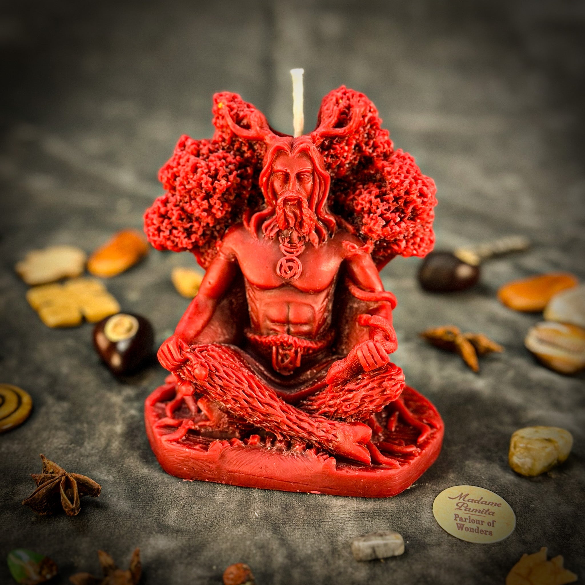 Beeswax Horned God Spell Candle - Cernunnos Nature Magic & Fertility | Beeswax Candle | Wiccan Center