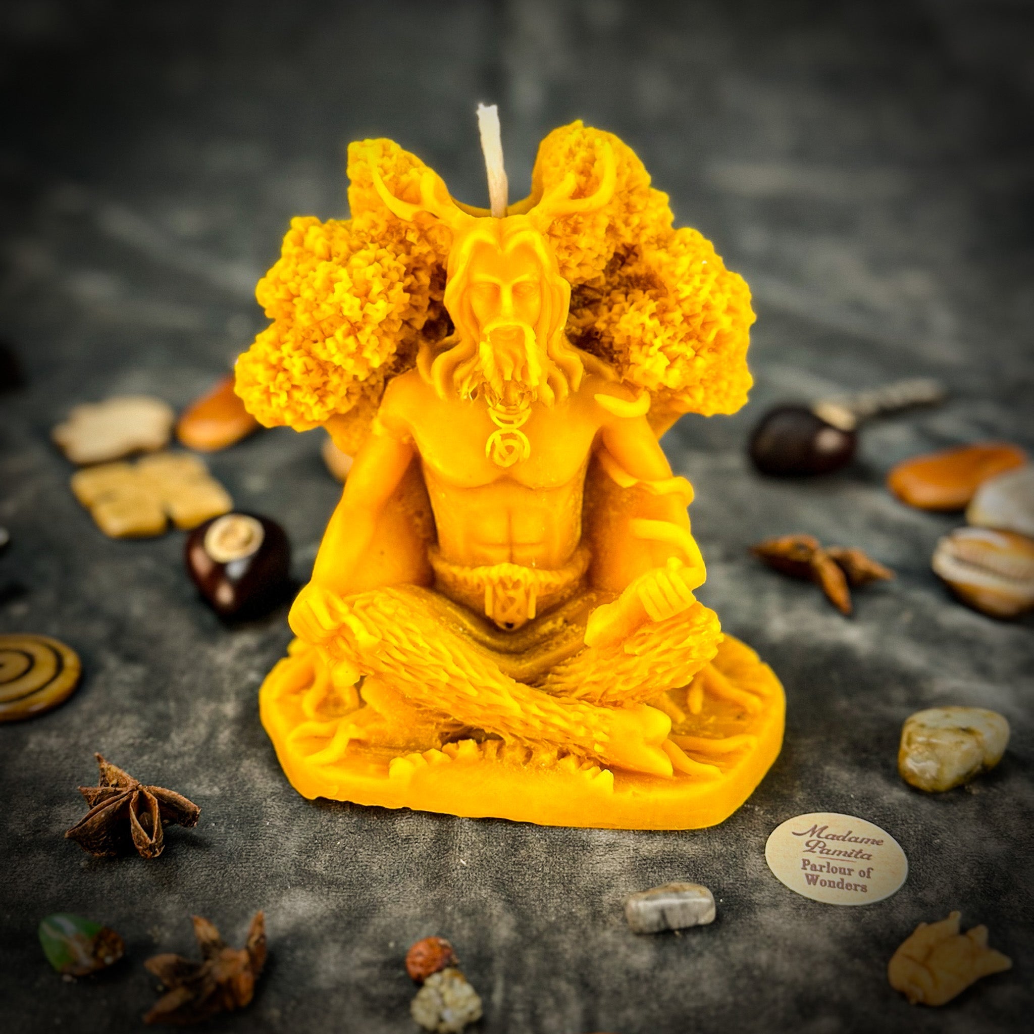 Beeswax Horned God Spell Candle - Cernunnos Nature Magic & Fertility | Beeswax Candle | Wiccan Center
