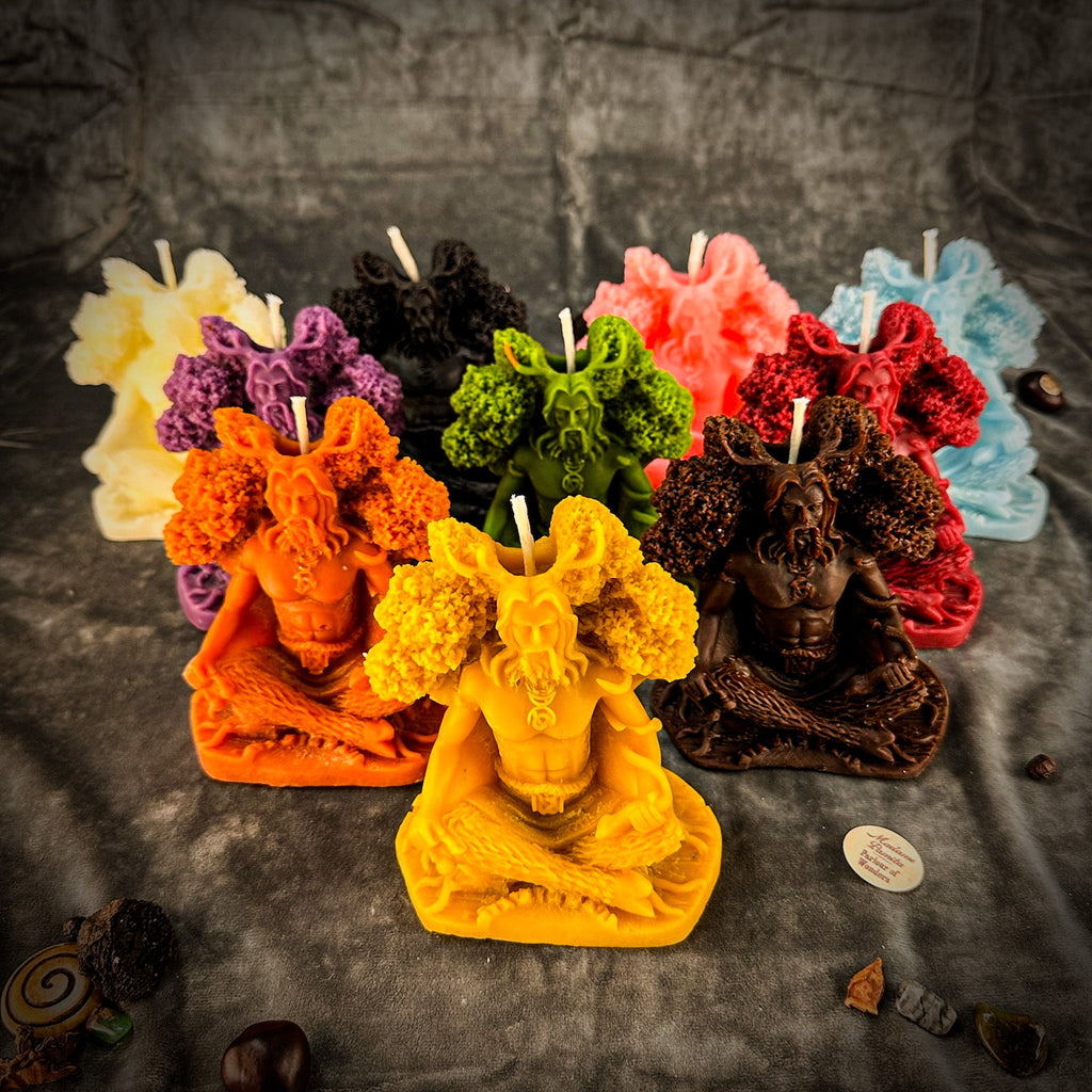 Beeswax Horned God Spell Candle - Cernunnos Nature Magic & Fertility | Beeswax Candle | Wiccan Center