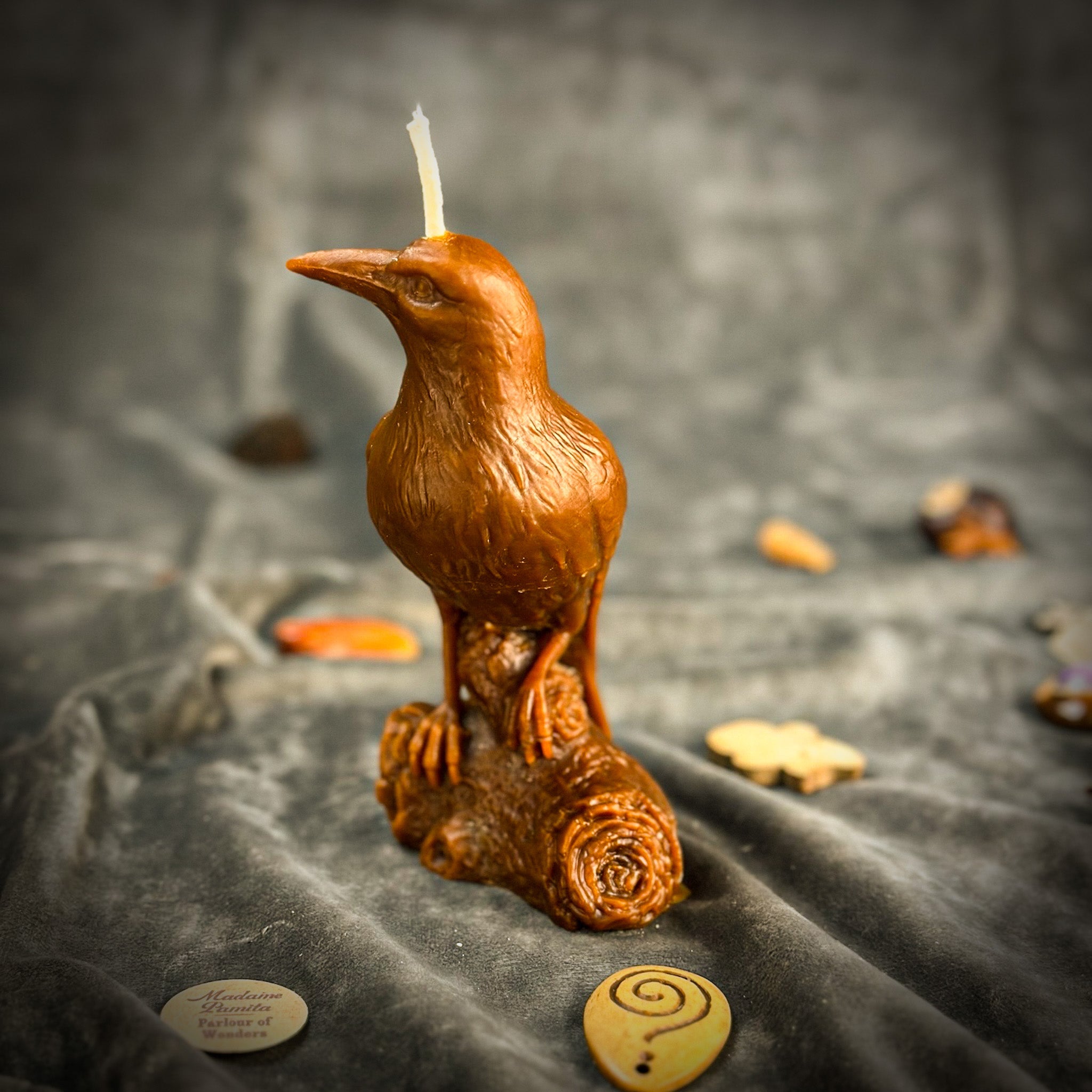 Beeswax Raven Magic Spell Candle - Intelligence & Spirit World Connection | Beeswax Candle | Wiccan Center