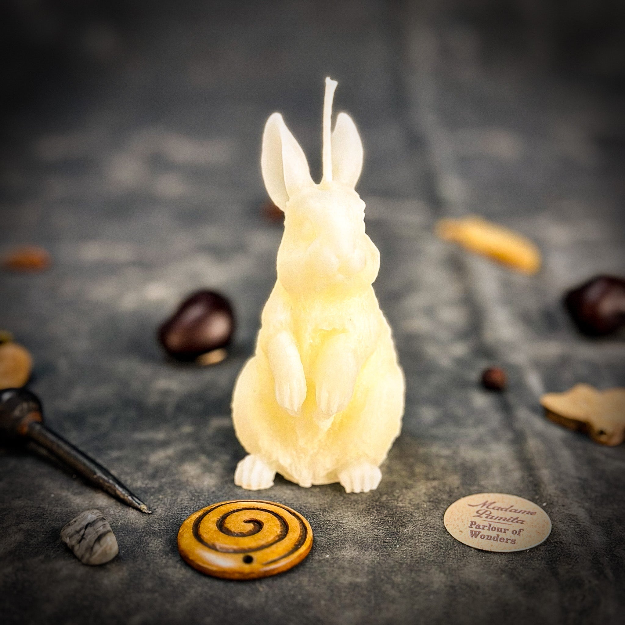Beeswax Enchanted Bunny Spell Candle - Abundance, Fertility & Quick Thinking | Beeswax Candle | Wiccan Center
