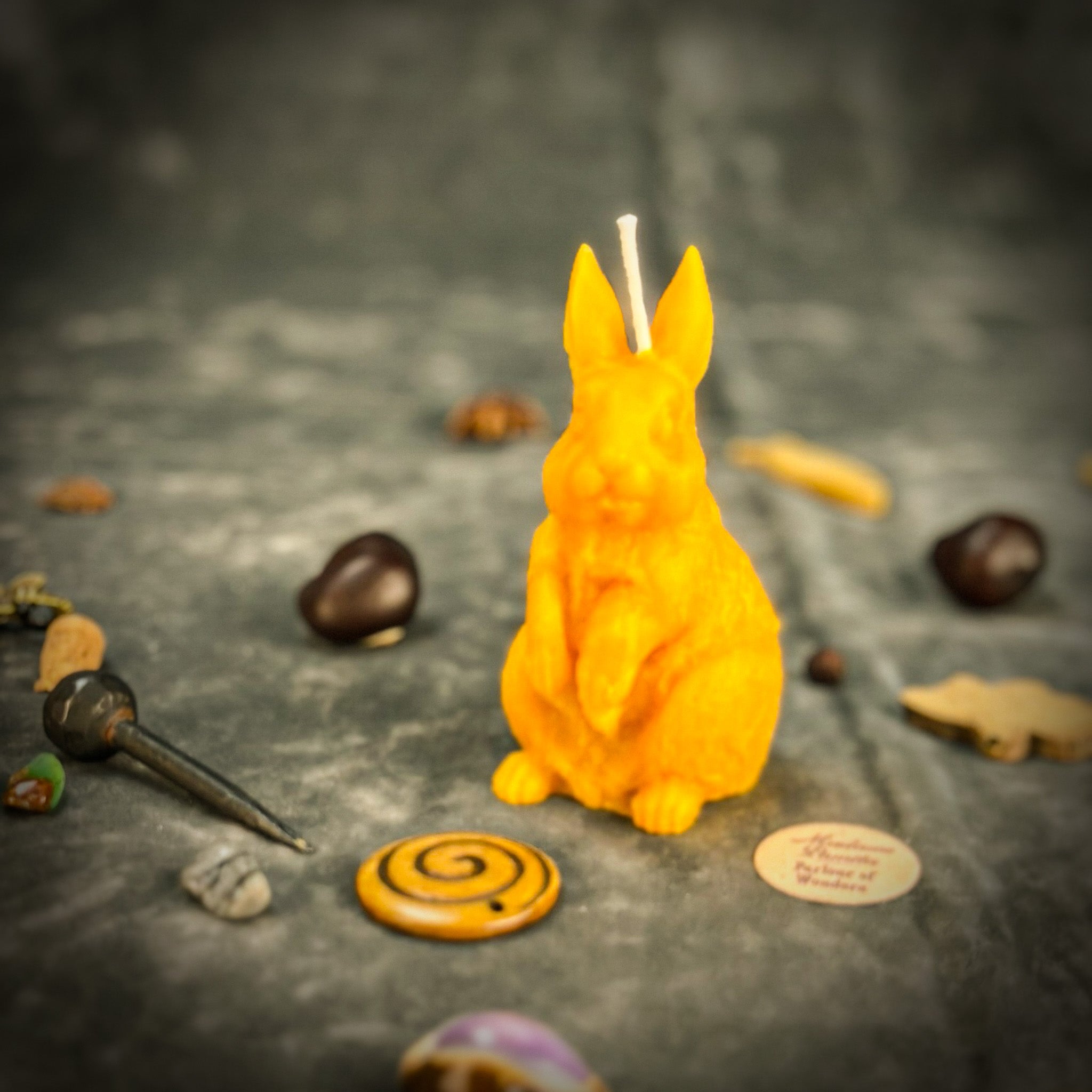 Beeswax Enchanted Bunny Spell Candle - Abundance, Fertility & Quick Thinking | Beeswax Candle | Wiccan Center
