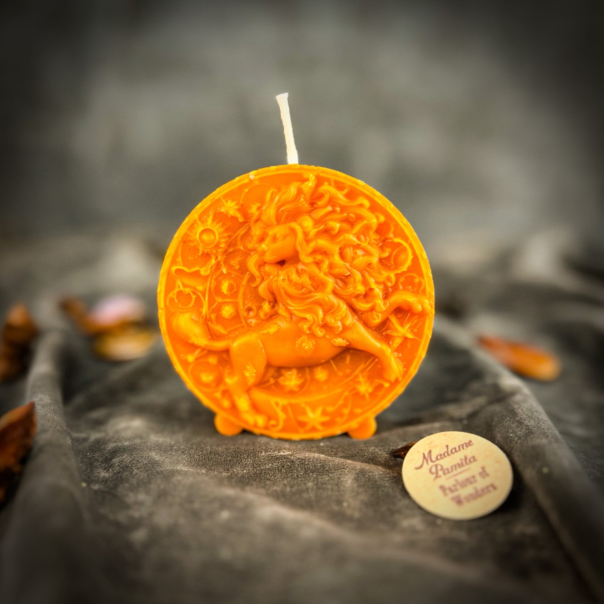 Beeswax Leo Lion Zodiac Spell Candle - Creativity, Confidence & Leadership | Beeswax Candle | Wiccan Center
