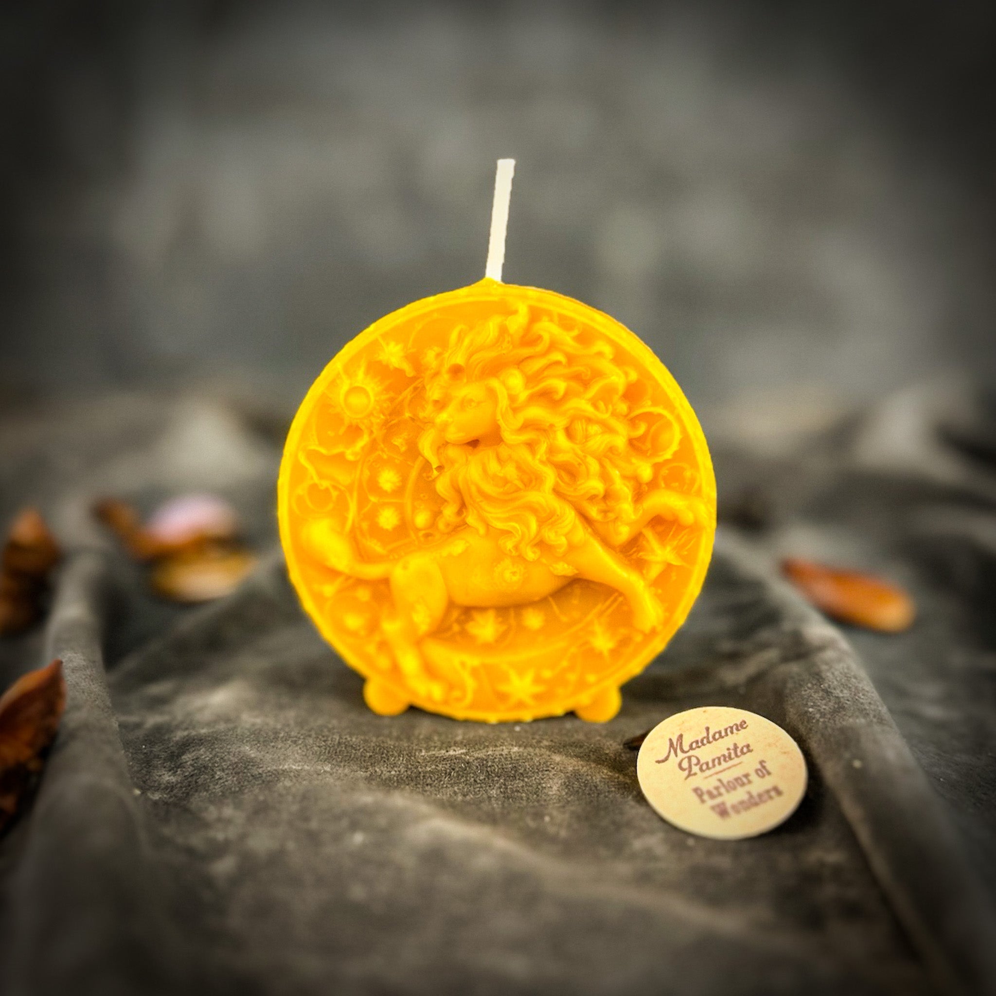 Beeswax Leo Lion Zodiac Spell Candle - Creativity, Confidence & Leadership | Beeswax Candle | Wiccan Center