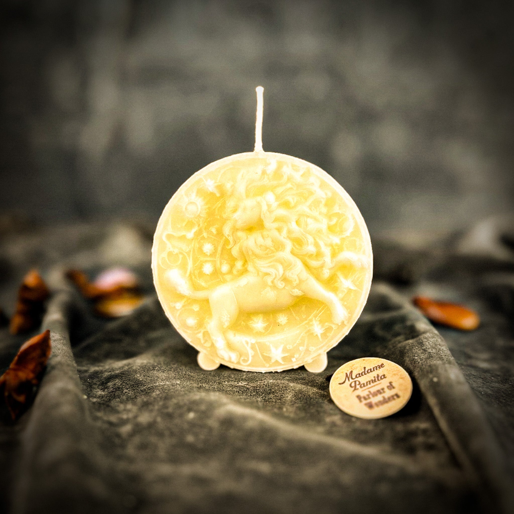 Beeswax Leo Lion Zodiac Spell Candle - Creativity, Confidence & Leadership | Beeswax Candle | Wiccan Center