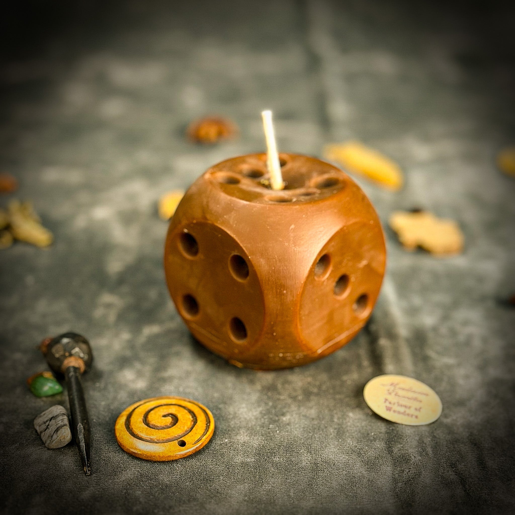 Beeswax Lucky Dice Spell Candle - Gambling Luck & Good Fortune | Beeswax Candle | Wiccan Center