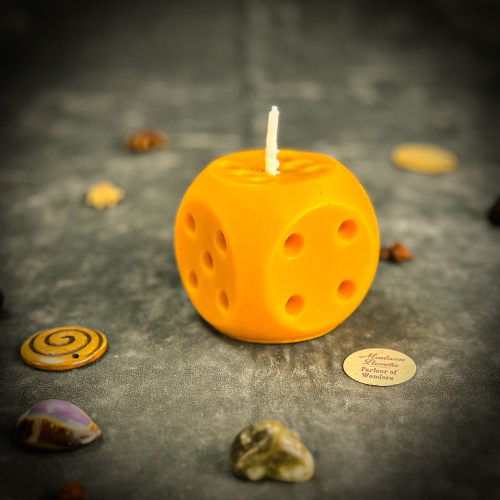 Beeswax Lucky Dice Spell Candle - Gambling Luck & Good Fortune | Beeswax Candle | Wiccan Center