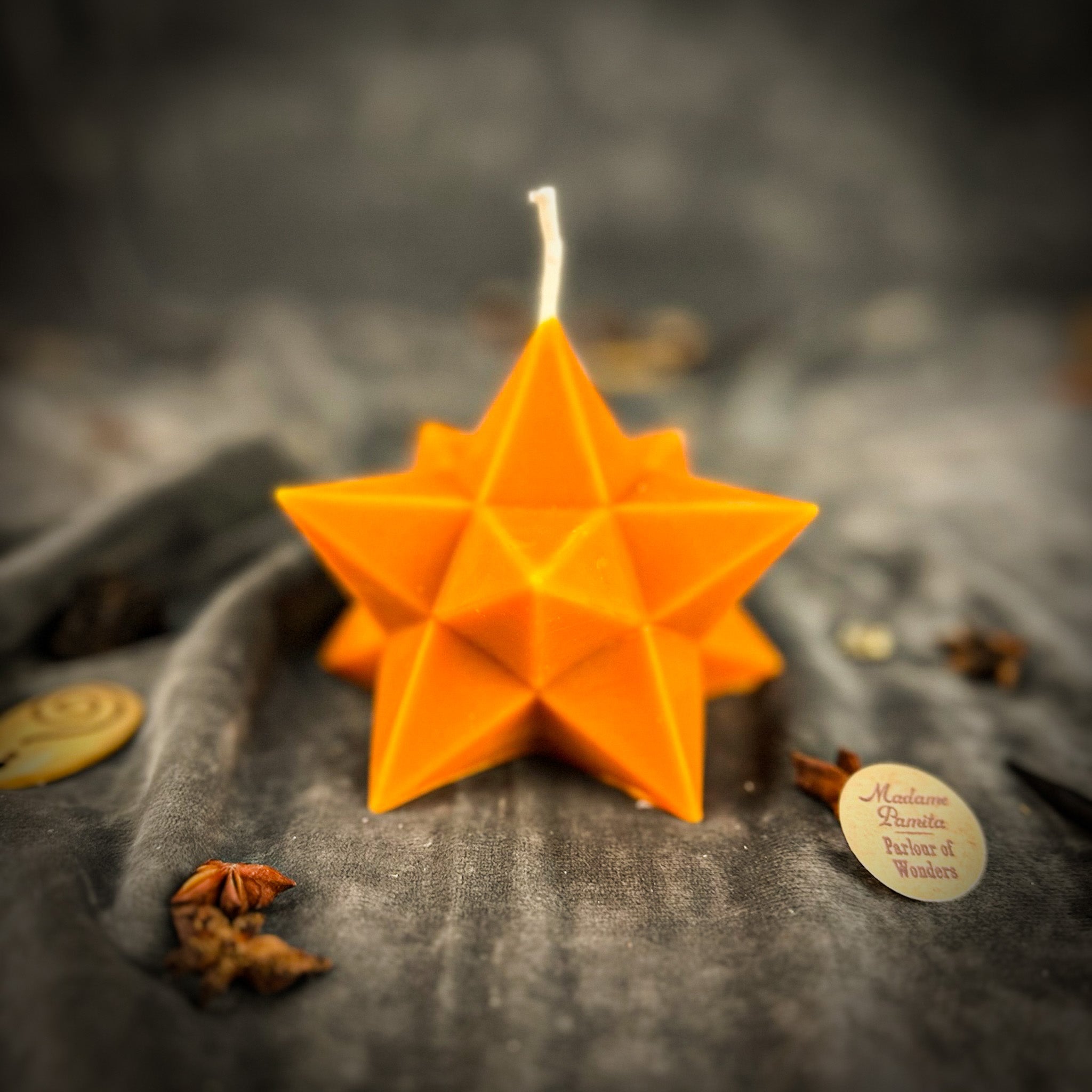 Beeswax Pentagram Merkaba Spell Candle - Protection, Ascension & Sacred Geometry | Beeswax Candle | Wiccan Center