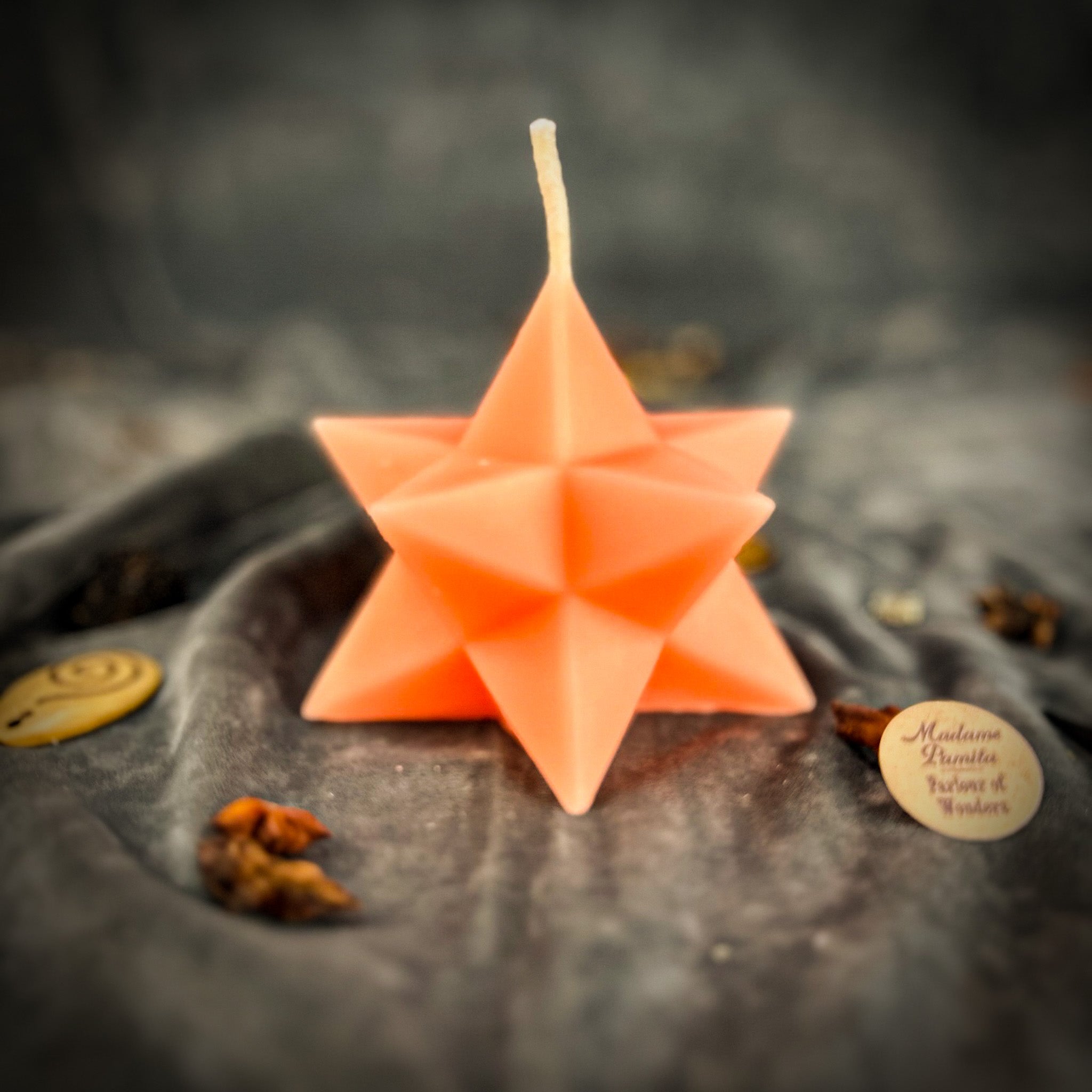 Beeswax Pentagram Merkaba Spell Candle - Protection, Ascension & Sacred Geometry | Beeswax Candle | Wiccan Center