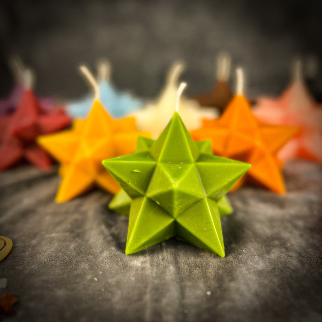 Beeswax Pentagram Merkaba Spell Candle - Protection, Ascension & Sacred Geometry | Beeswax Candle | Wiccan Center