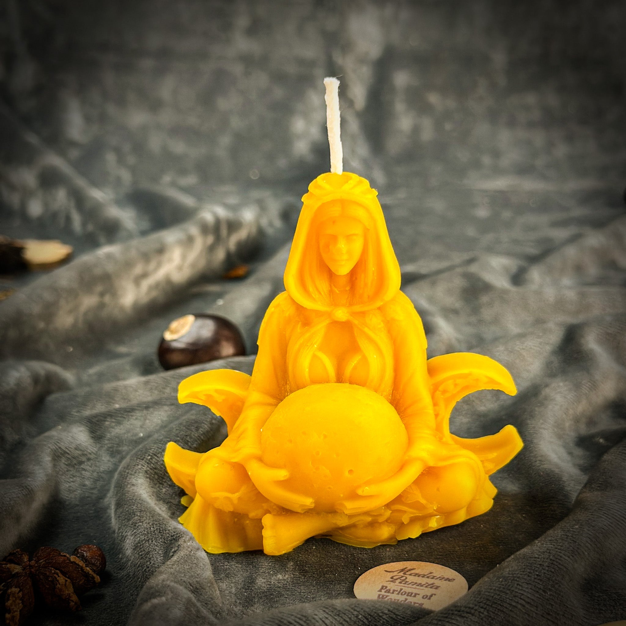 Beeswax Moon Goddess Spell Candle - Lunar Magic & Divine Feminine Energy | Beeswax Candle | Wiccan Center
