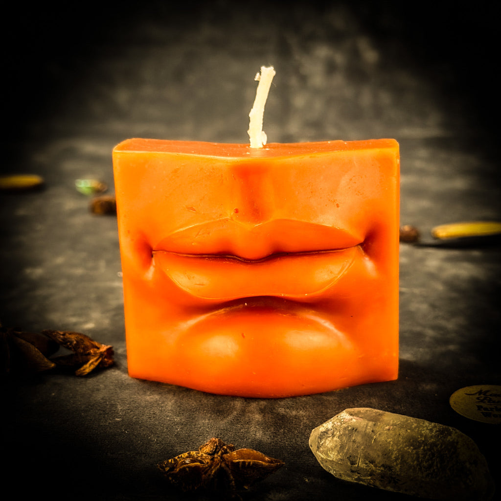 Beeswax Ex-Voto Mouth Spell Candle - Communication, Healing & Speaking Truth | Beeswax Candle | Wiccan Center