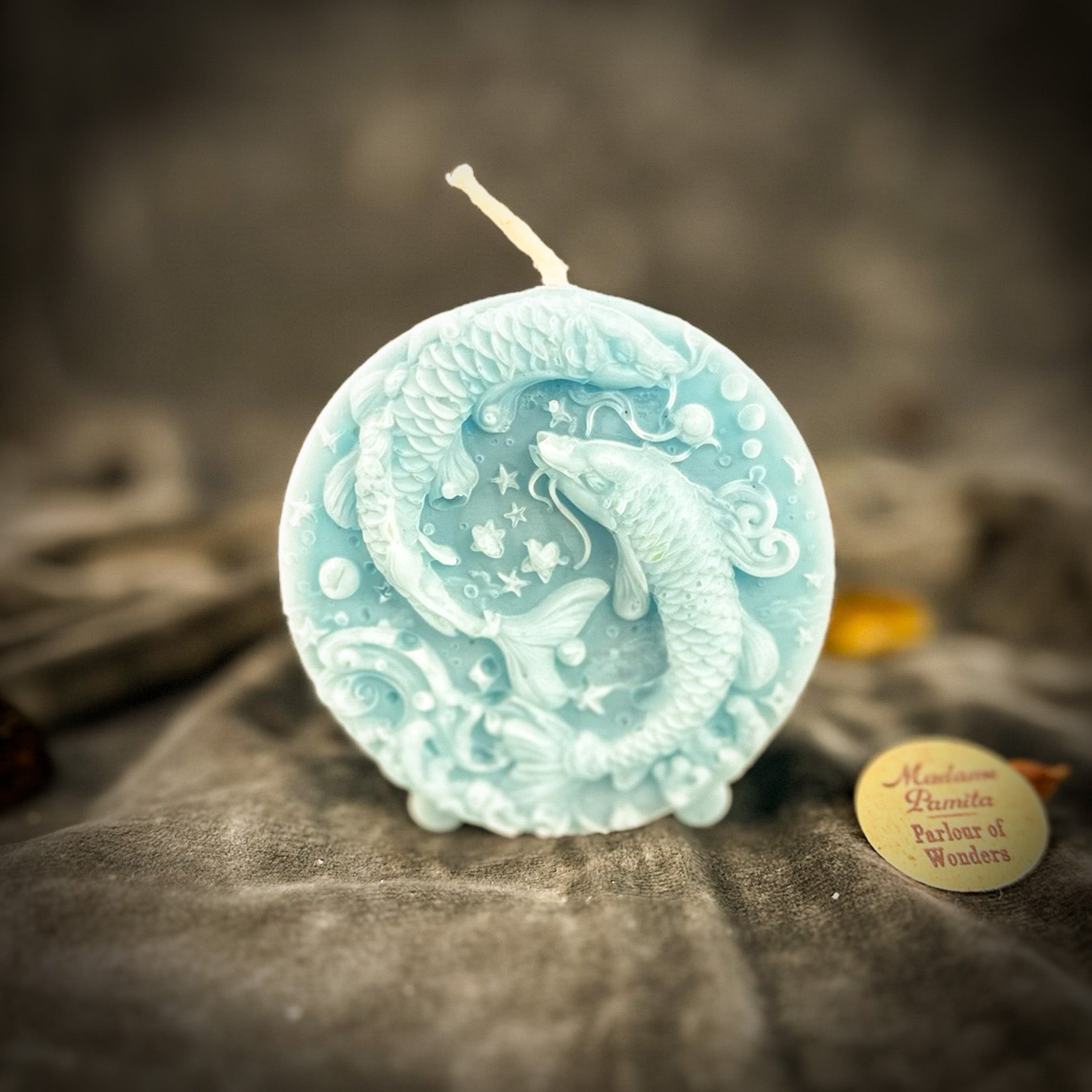 Beeswax Pisces Fish Zodiac Spell Candle - Intuition, Compassion & Dreams | Beeswax Candle | Wiccan Center