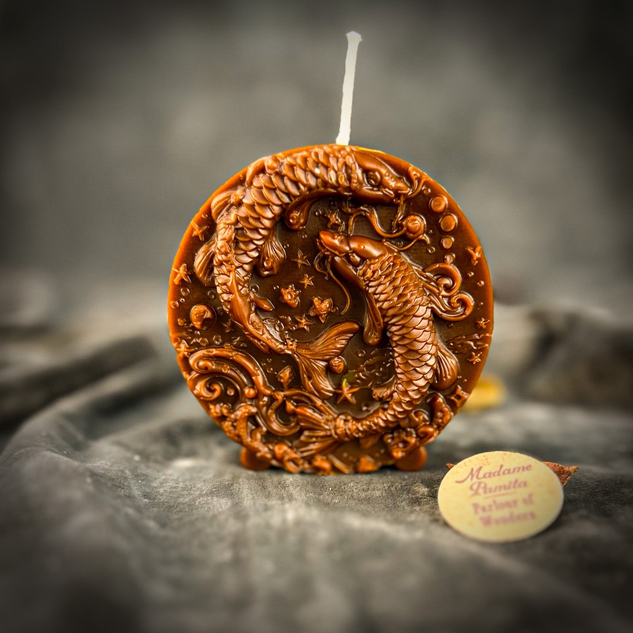 Beeswax Pisces Fish Zodiac Spell Candle - Intuition, Compassion & Dreams | Beeswax Candle | Wiccan Center