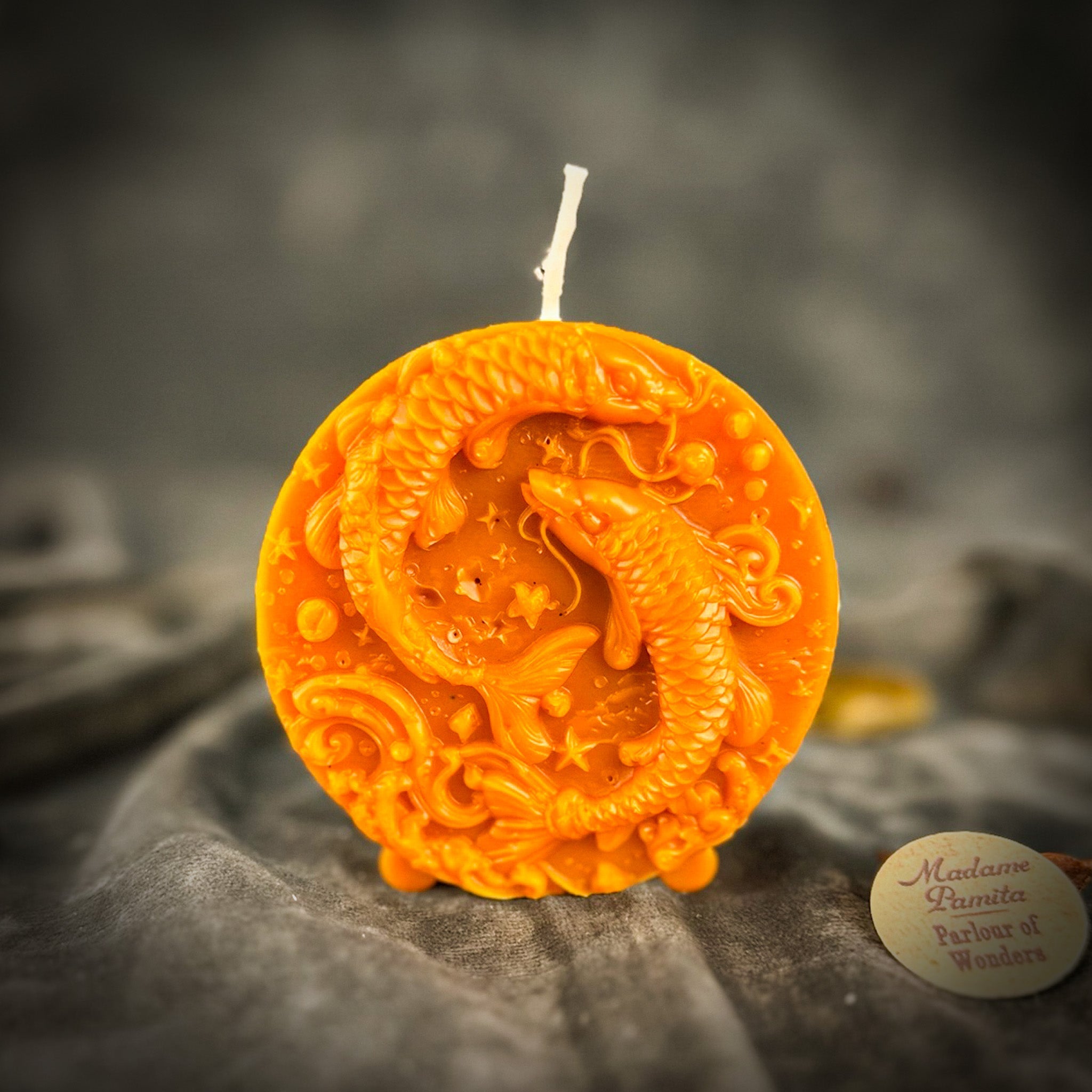 Beeswax Pisces Fish Zodiac Spell Candle - Intuition, Compassion & Dreams | Beeswax Candle | Wiccan Center