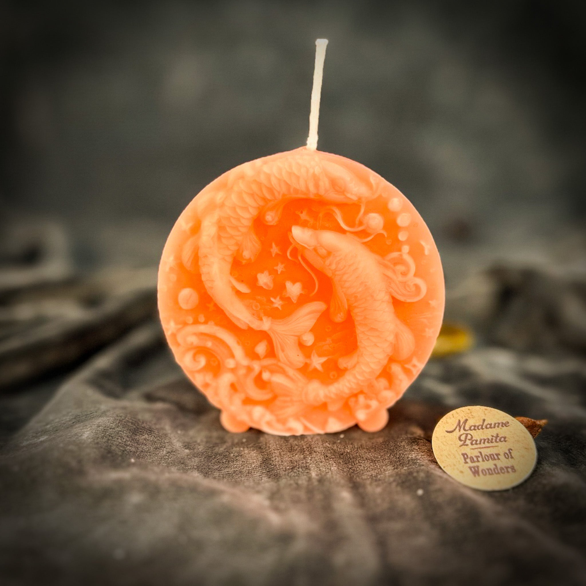 Beeswax Pisces Fish Zodiac Spell Candle - Intuition, Compassion & Dreams | Beeswax Candle | Wiccan Center