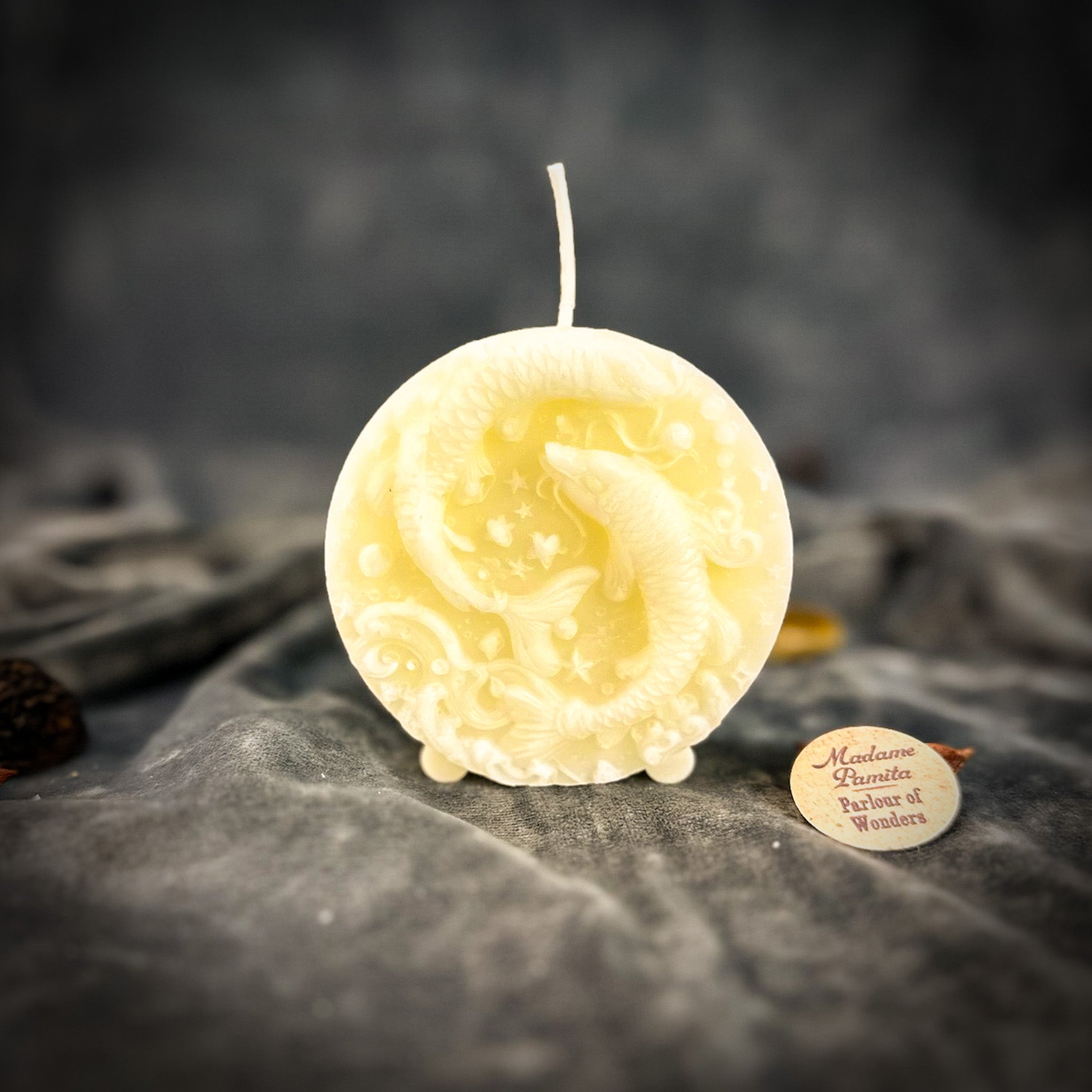 Beeswax Pisces Fish Zodiac Spell Candle - Intuition, Compassion & Dreams | Beeswax Candle | Wiccan Center