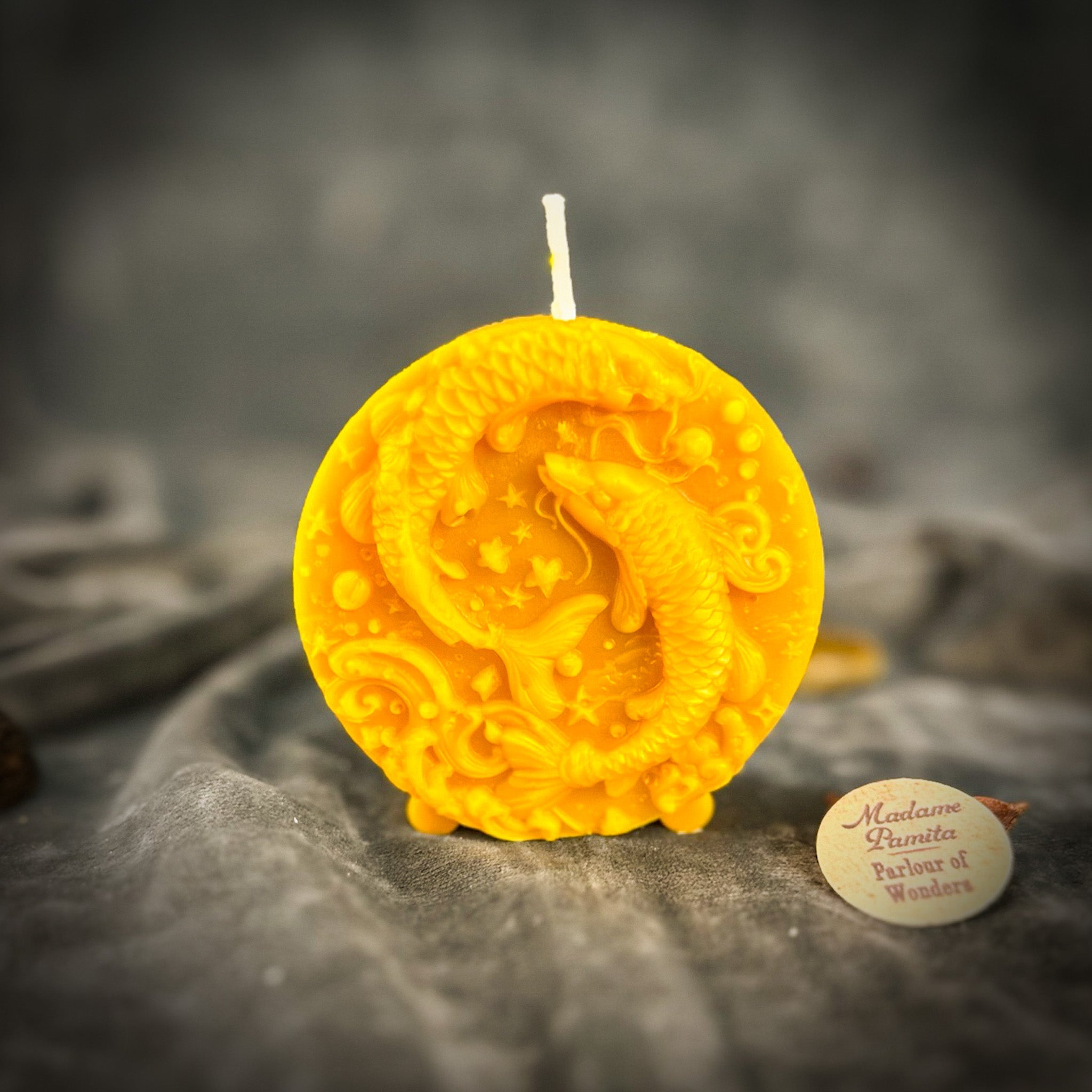 Beeswax Pisces Fish Zodiac Spell Candle - Intuition, Compassion & Dreams | Beeswax Candle | Wiccan Center