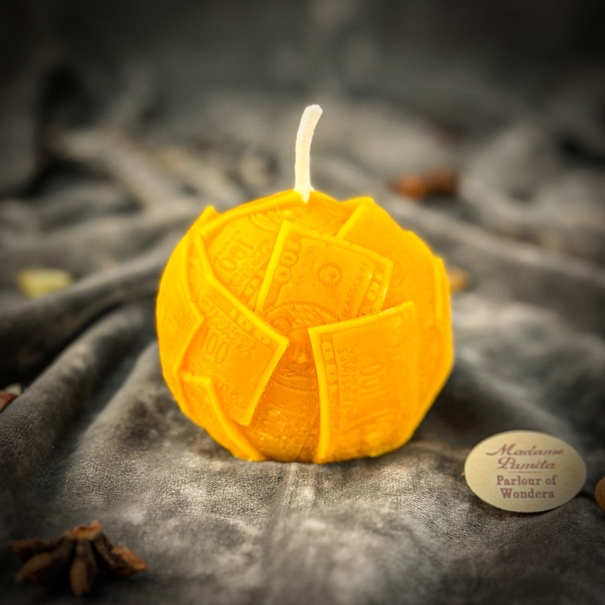 Beeswax Rolling in Dough Spell Candle - Luxury Wealth & Opulent Abundance | Beeswax Candle | Wiccan Center